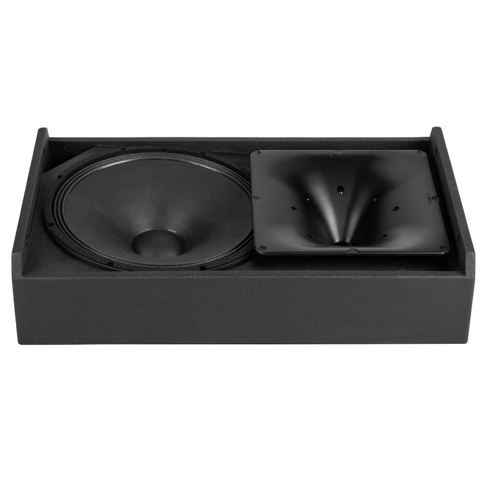 Front view of RCF NX 915-SMA stage monitor with black cabinet finish