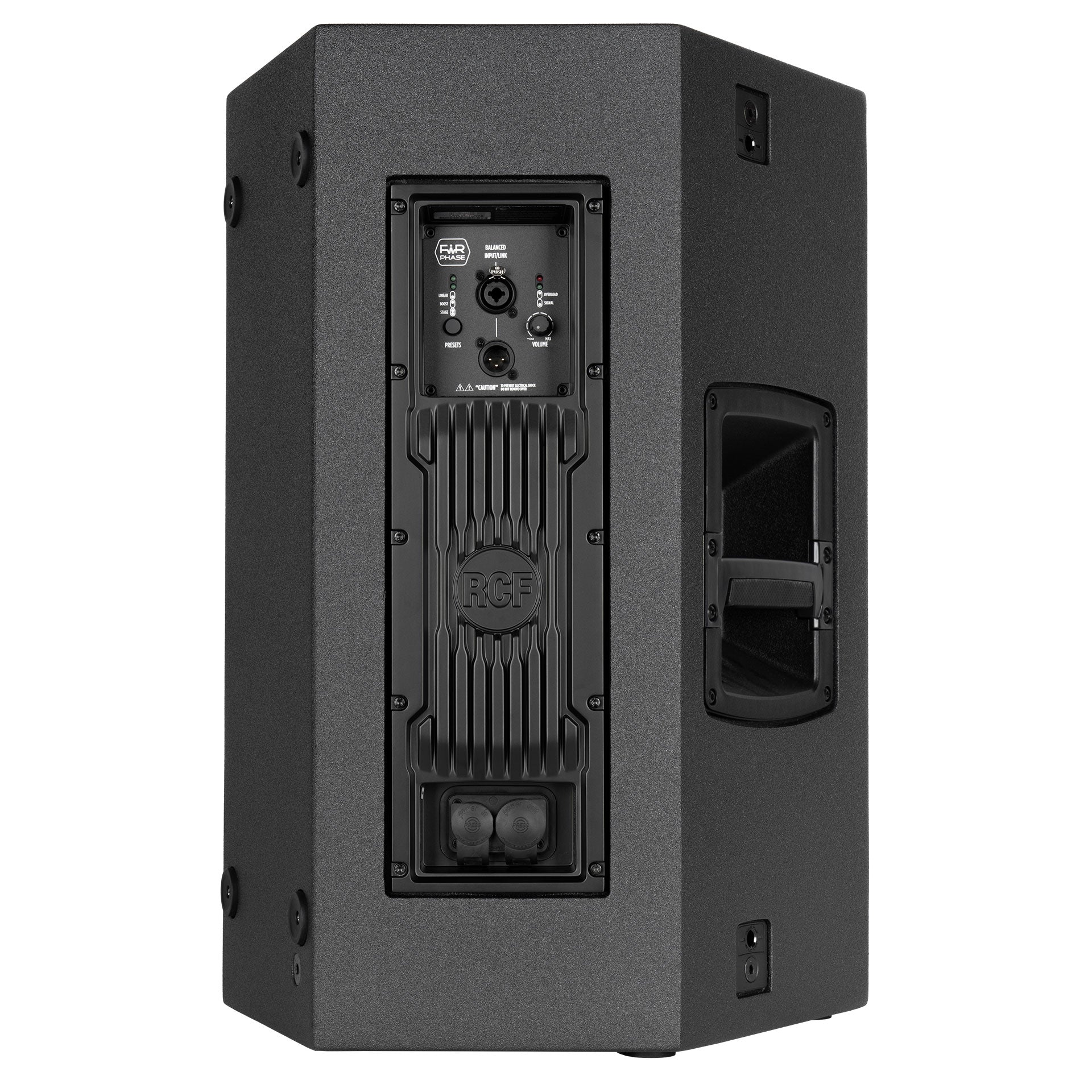 RCF NX 932-A rear view showing input and output connector panel