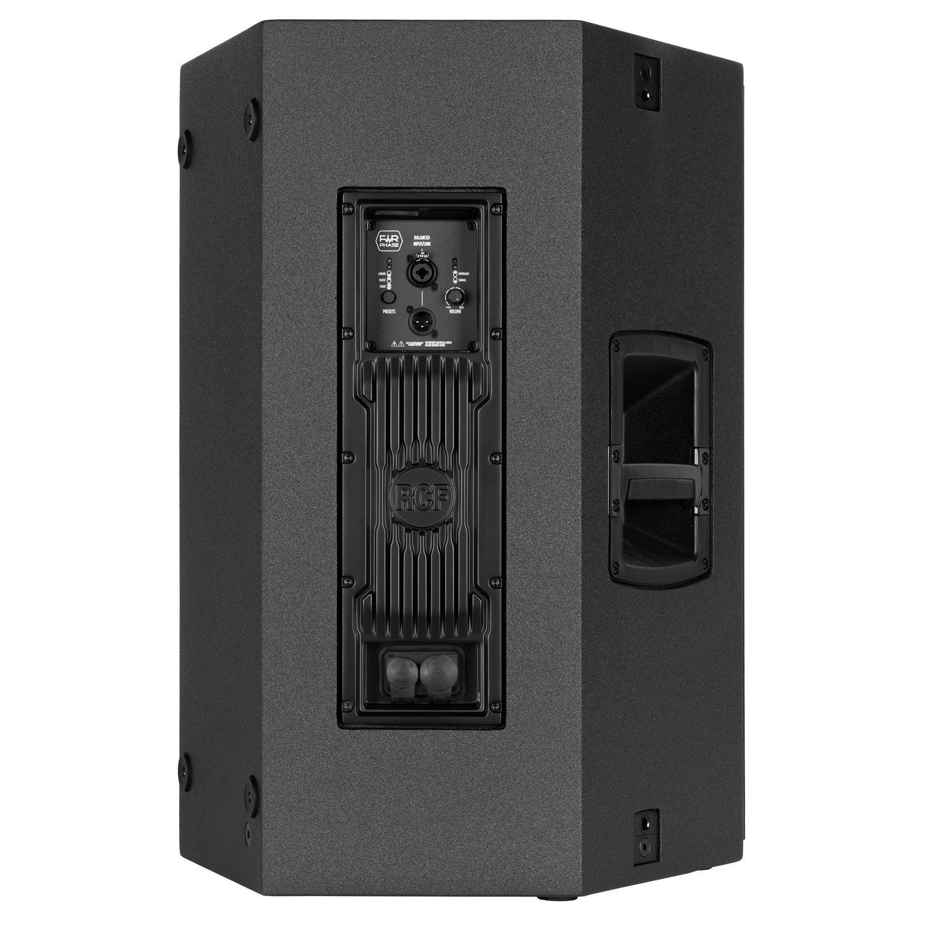 Back view of RCF NX 945-A active speaker with combo XLR jack input connectors
