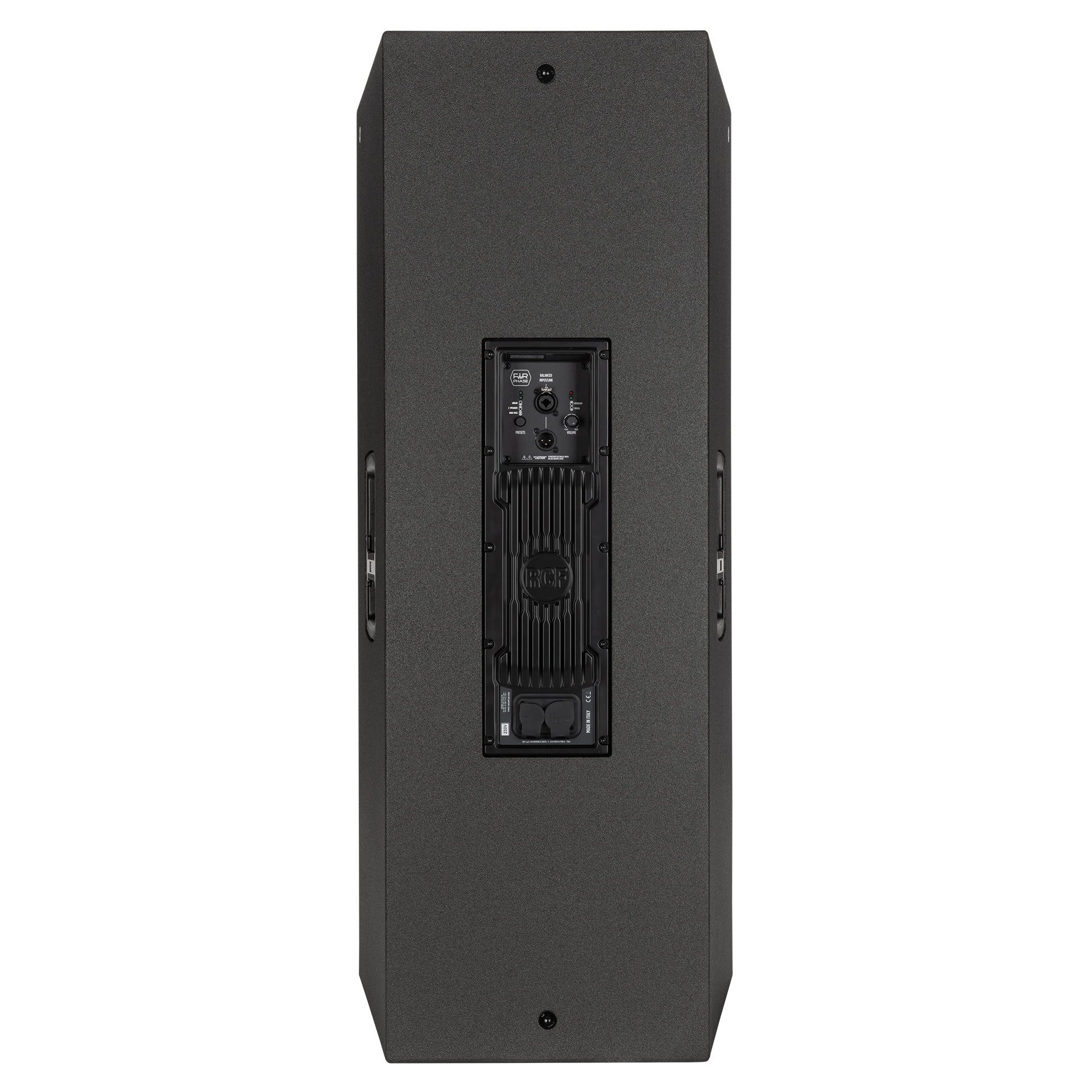 RCF NX 985-A rear view showing input and output connector panel