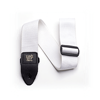 White polypropylene guitar and bass strap, adjustable and lightweight for comfortable playing