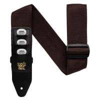 Brown polypropylene guitar strap with built-in pick holder, adjustable bass strap in brown