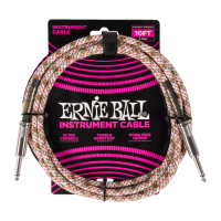 Black and pink braided instrument cable with straight-to-straight connectors, 10ft length , full coiled product view
