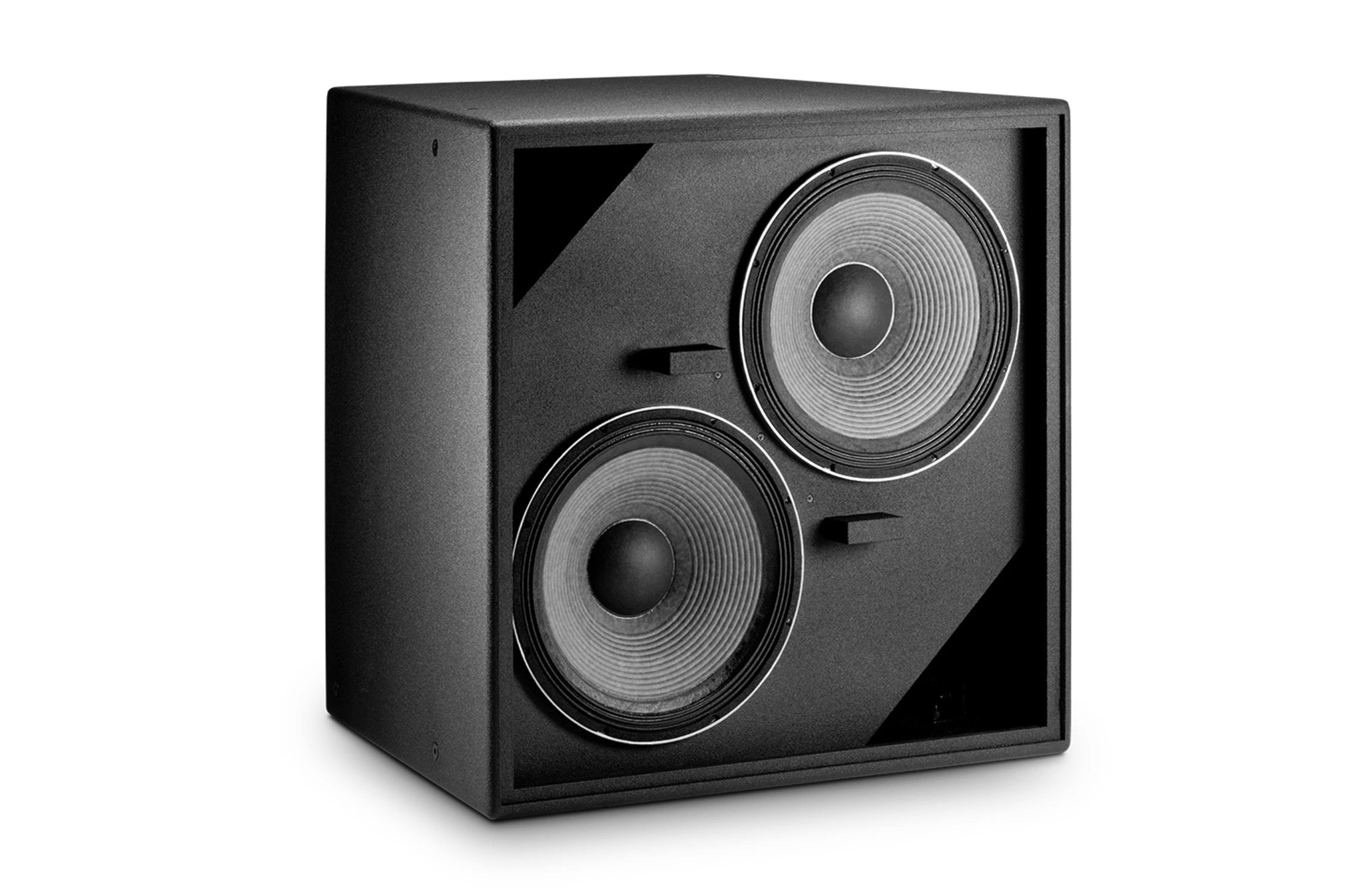 Close-up of JBL PD525S Dual 15-inch Subwoofer dual-coil dual-gap driver detail