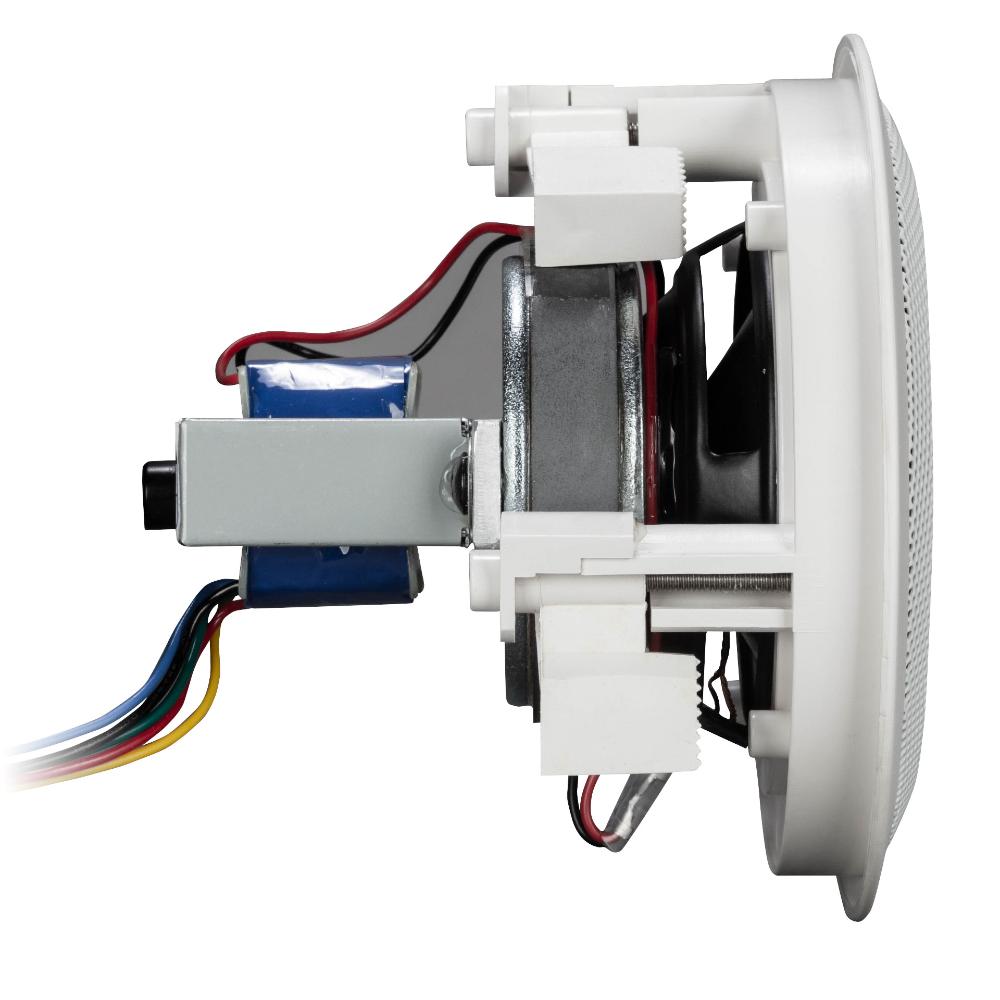 "Side view of RCF PL 40 showing cabinet depth and mounting points"