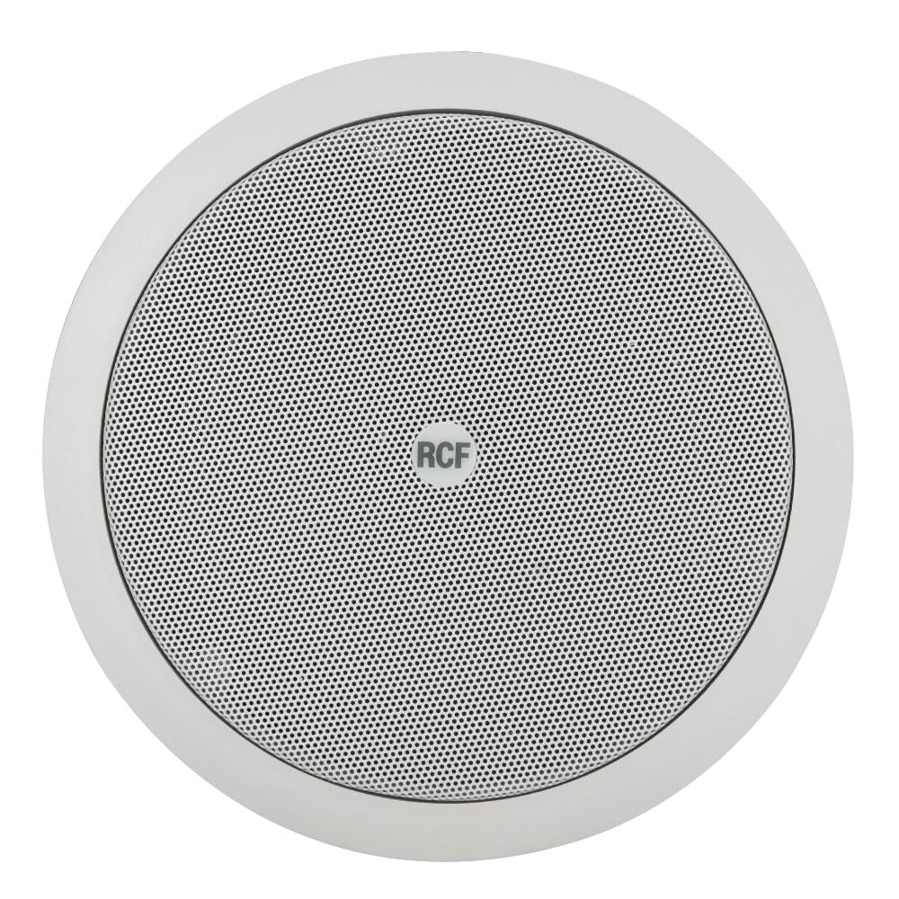 "Front view of RCF PL 60 speaker with protective grille and RCF branding"