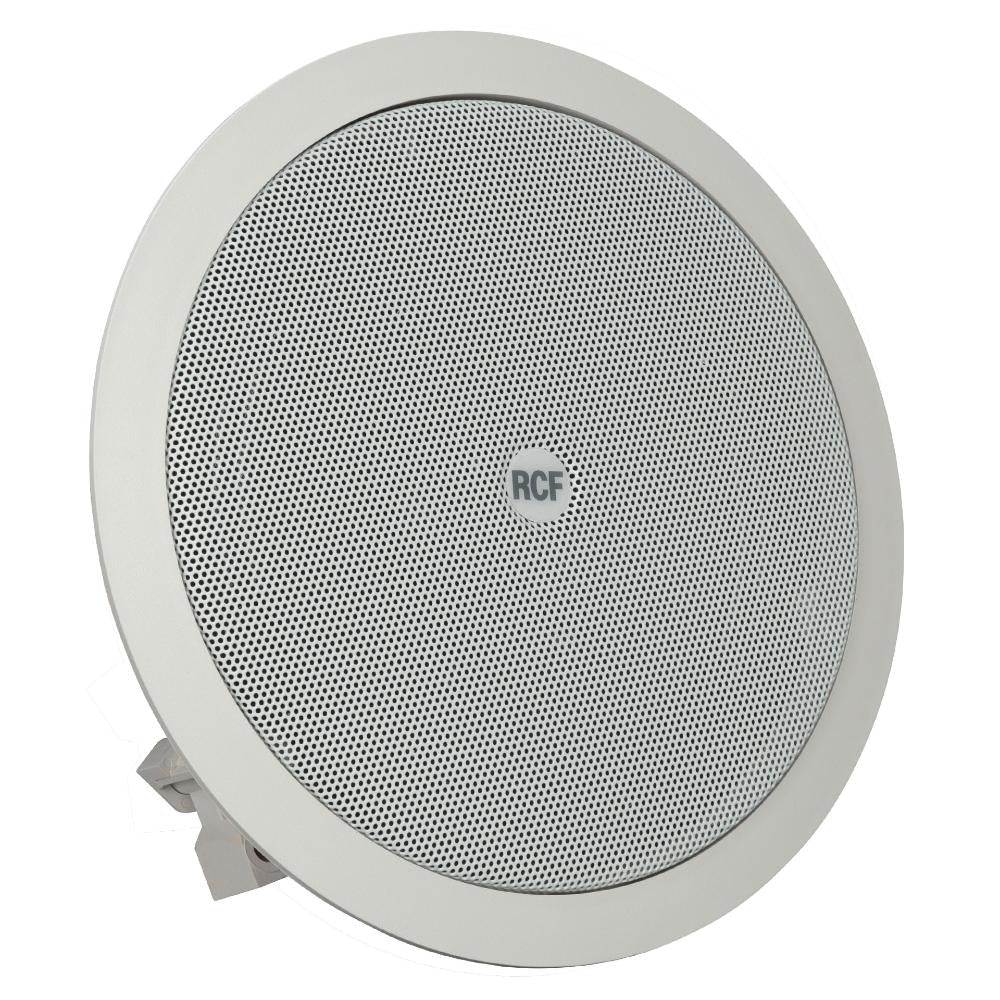 "Angled view of RCF PL 60 professional speaker displaying cabinet shape and finish"