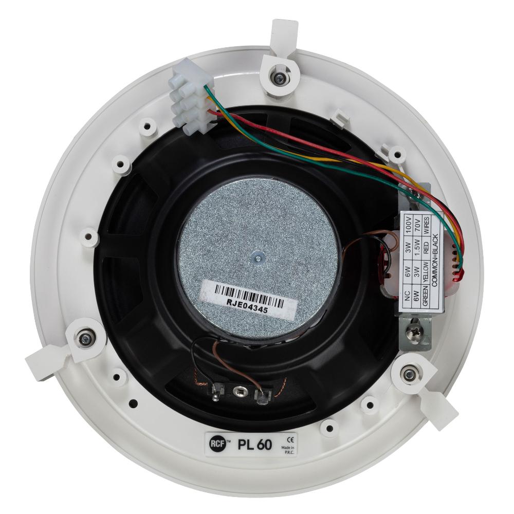 RCF PL 60 Ceiling speaker with internal components on a white background