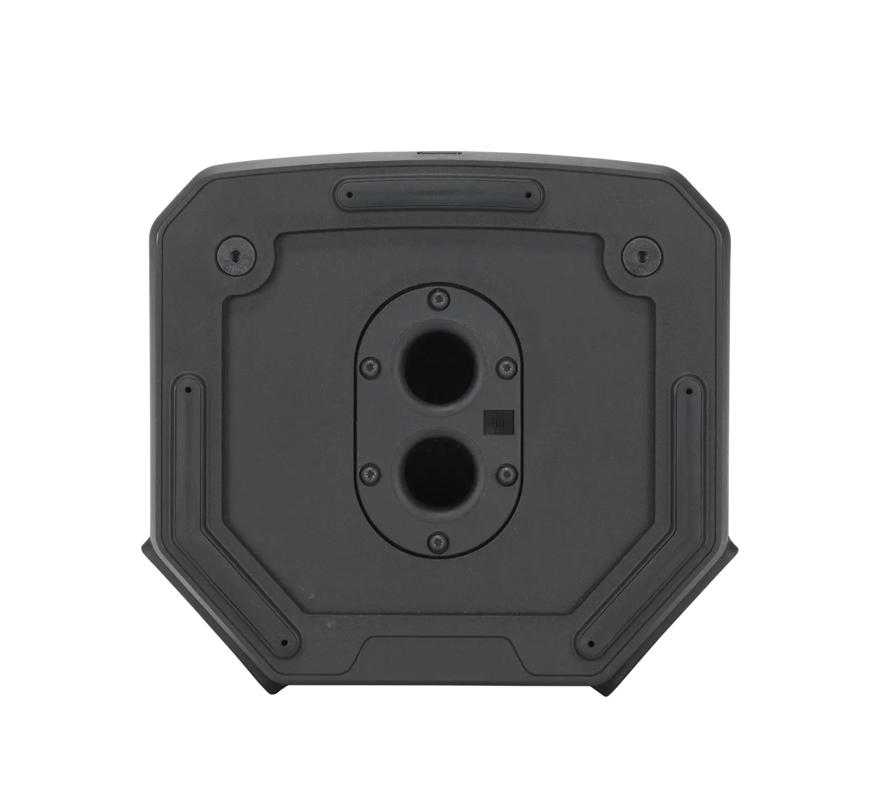 Bottom view of JBL PRX908 Professional Powered Two-Way 8-inch PA Loudspeaker enclosure base