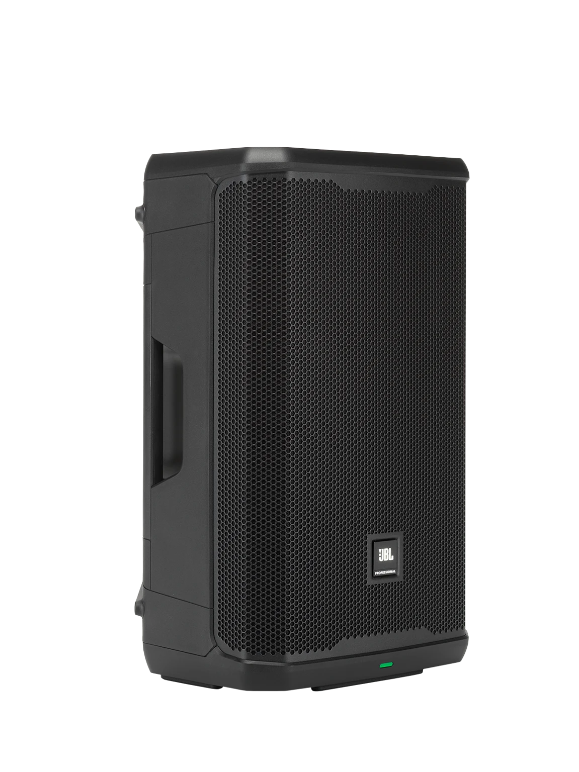 JBL PRX912 Professional Powered Two-Way 12-inch PA Loudspeaker right side view showing wedge cabinet profile