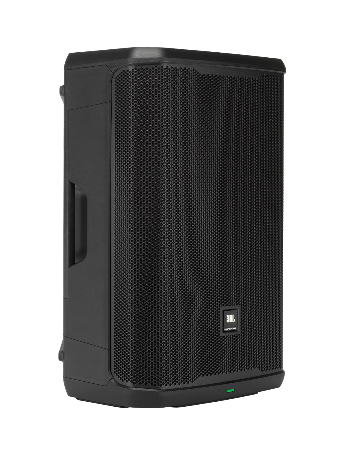 JBL PRX915 Professional Powered Two-Way 15-inch PA Loudspeaker right side view showing cabinet profile