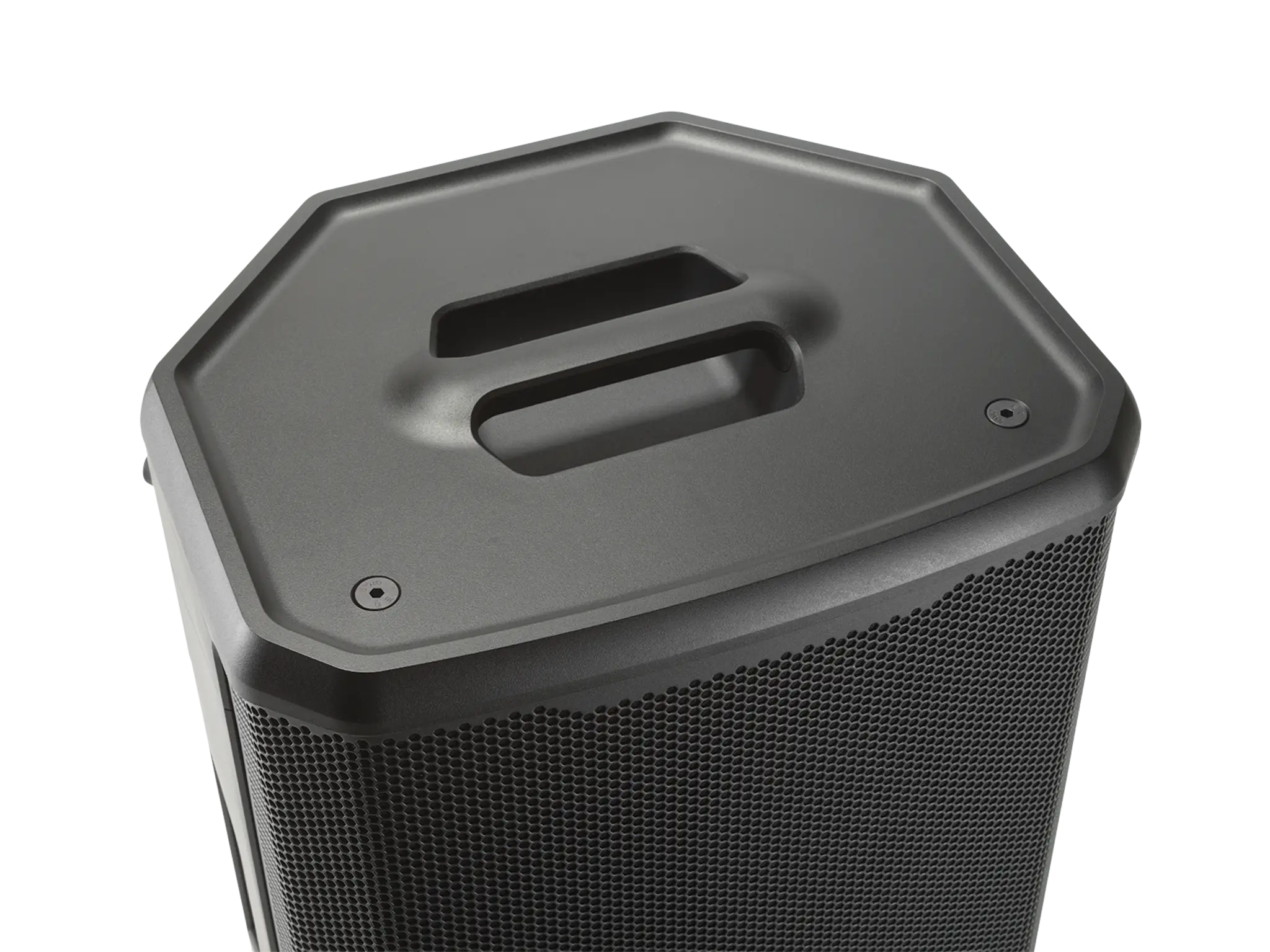 JBL PRX915 Professional Powered Two-Way 15-inch PA Loudspeaker top view showing carry handle