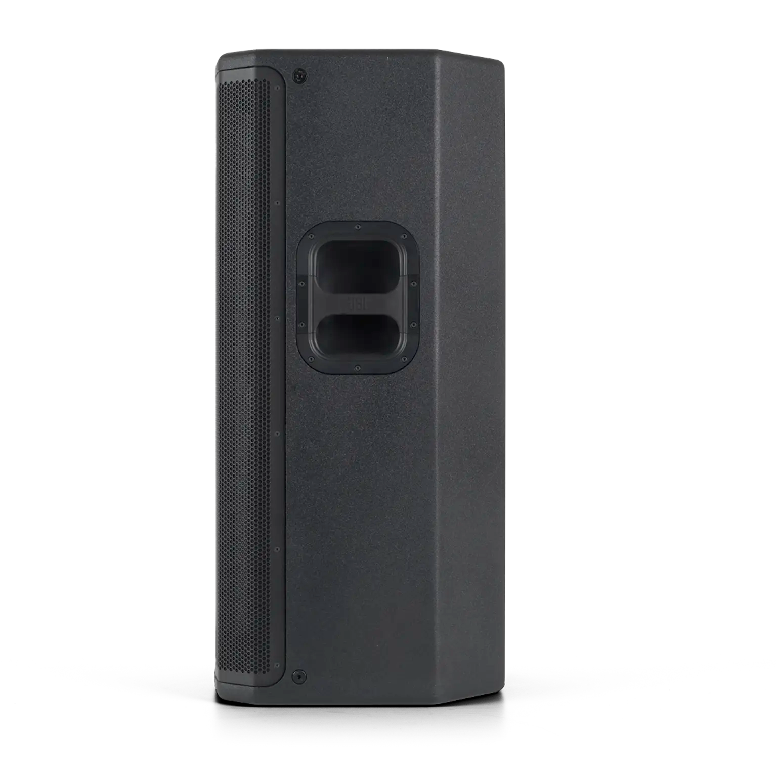 Left-side profile of JBL PRX935 Professional Powered Three-Way Single 15-inch PA Loudspeaker showing full height
