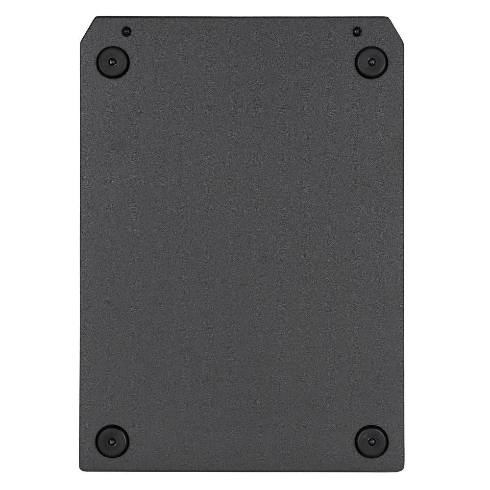 "Bottom view of RCF SUB 15-AX showing cabinet dimensions"