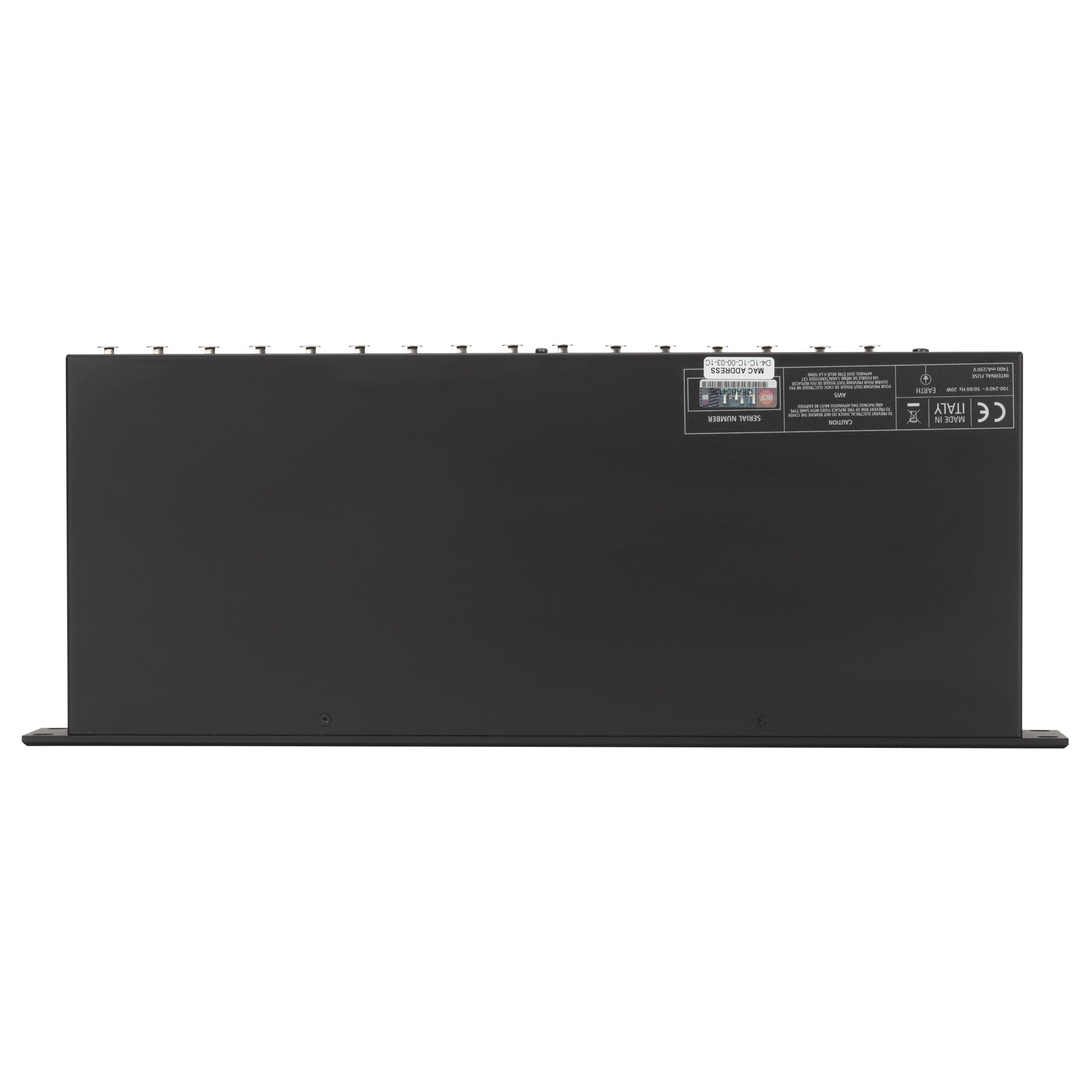 RCF RDNet Control 8 8-Output Master Unit top view showing metal chassis