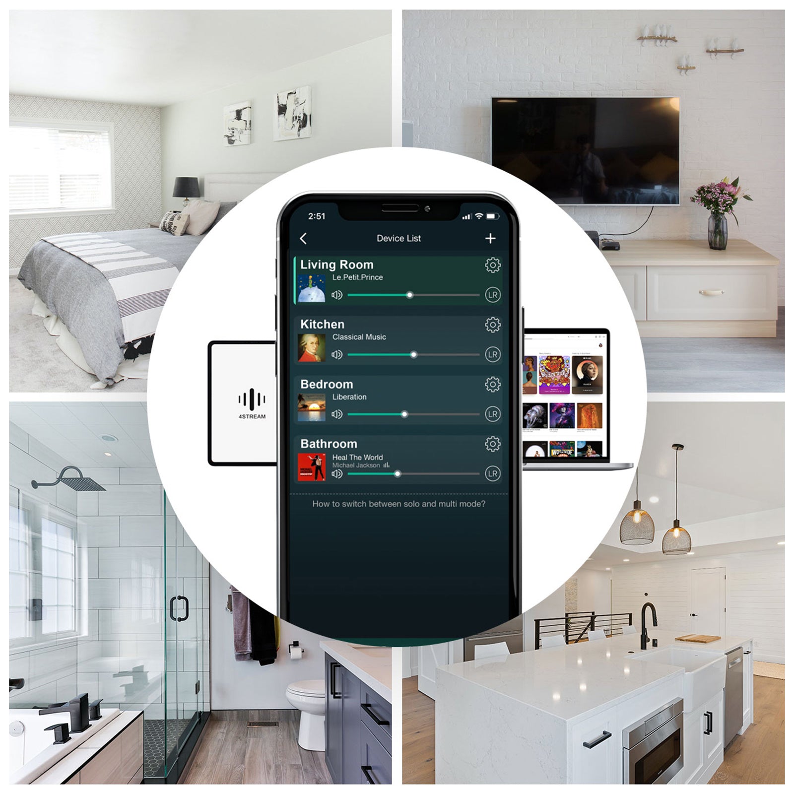 Controlling Arylic S50 Pro+ stereo preamp via smartphone app for wireless multiroom audio sync