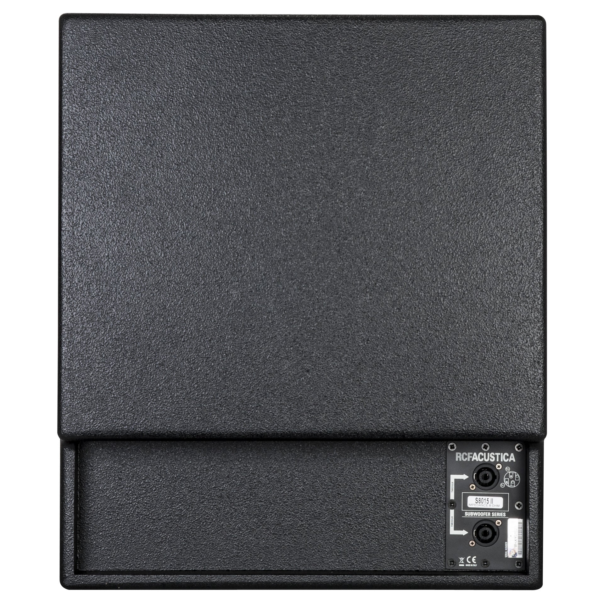 RCF S 8015 II rear view showing Speakon NL4 input and output connectors