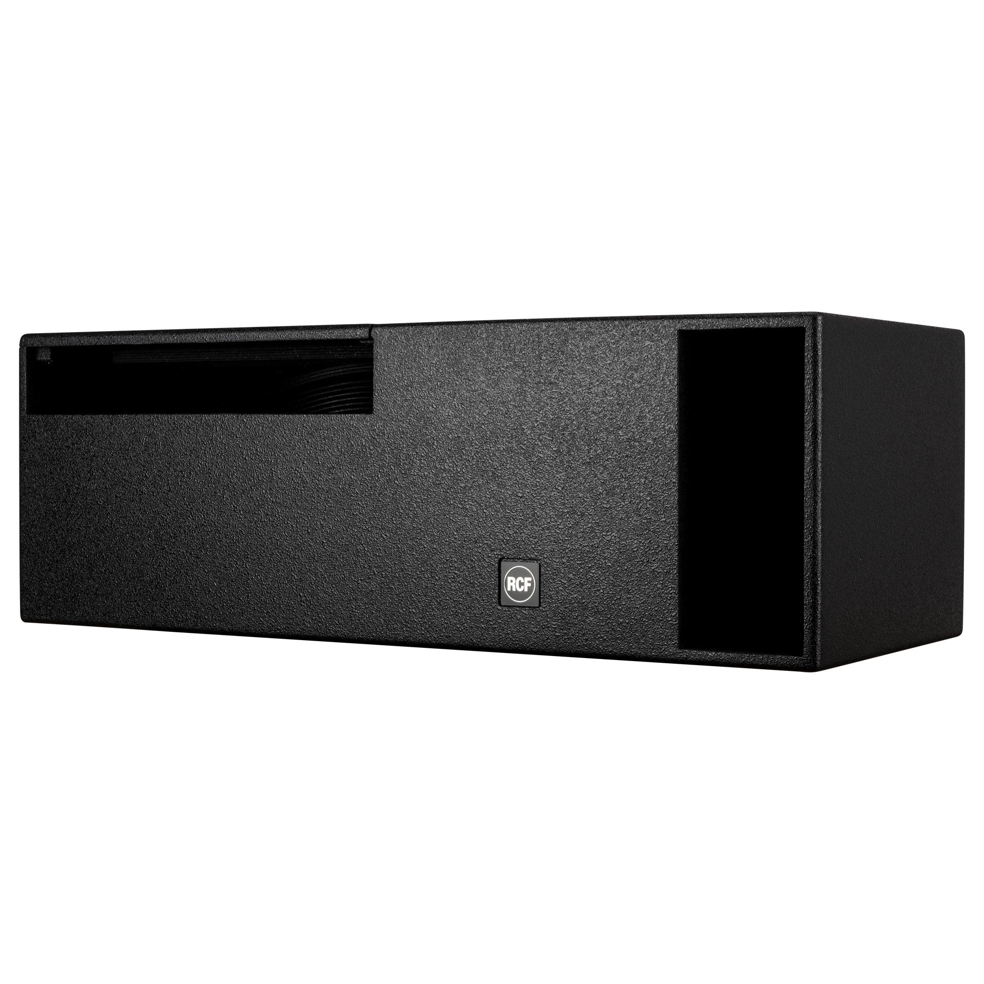 RCF S 8015LP left side view showing cabinet depth and construction