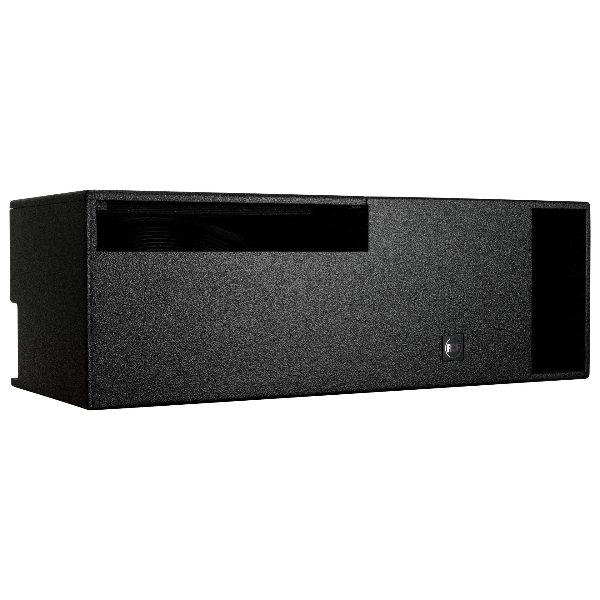 RCF S 8015LP right side view showing low profile cabinet height and depth