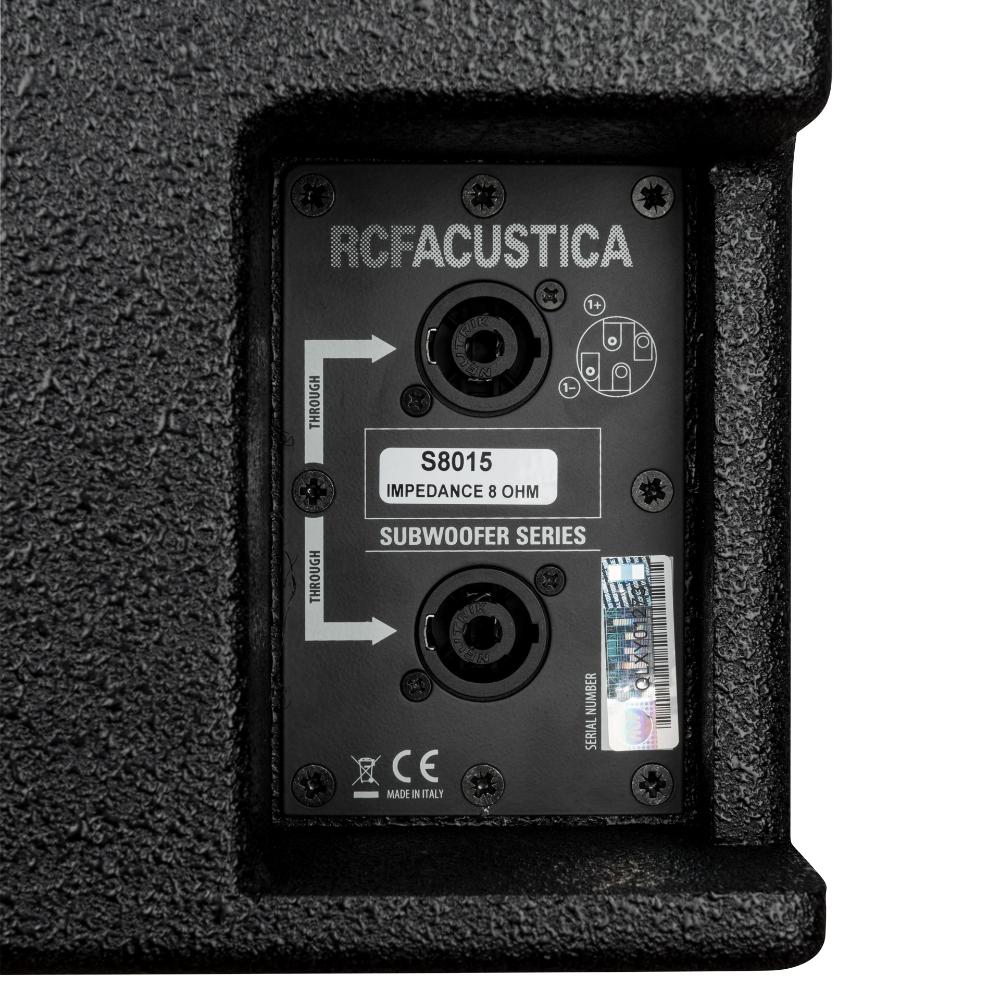 RCF S 8015LP Speakon NL4 connector panel detail view