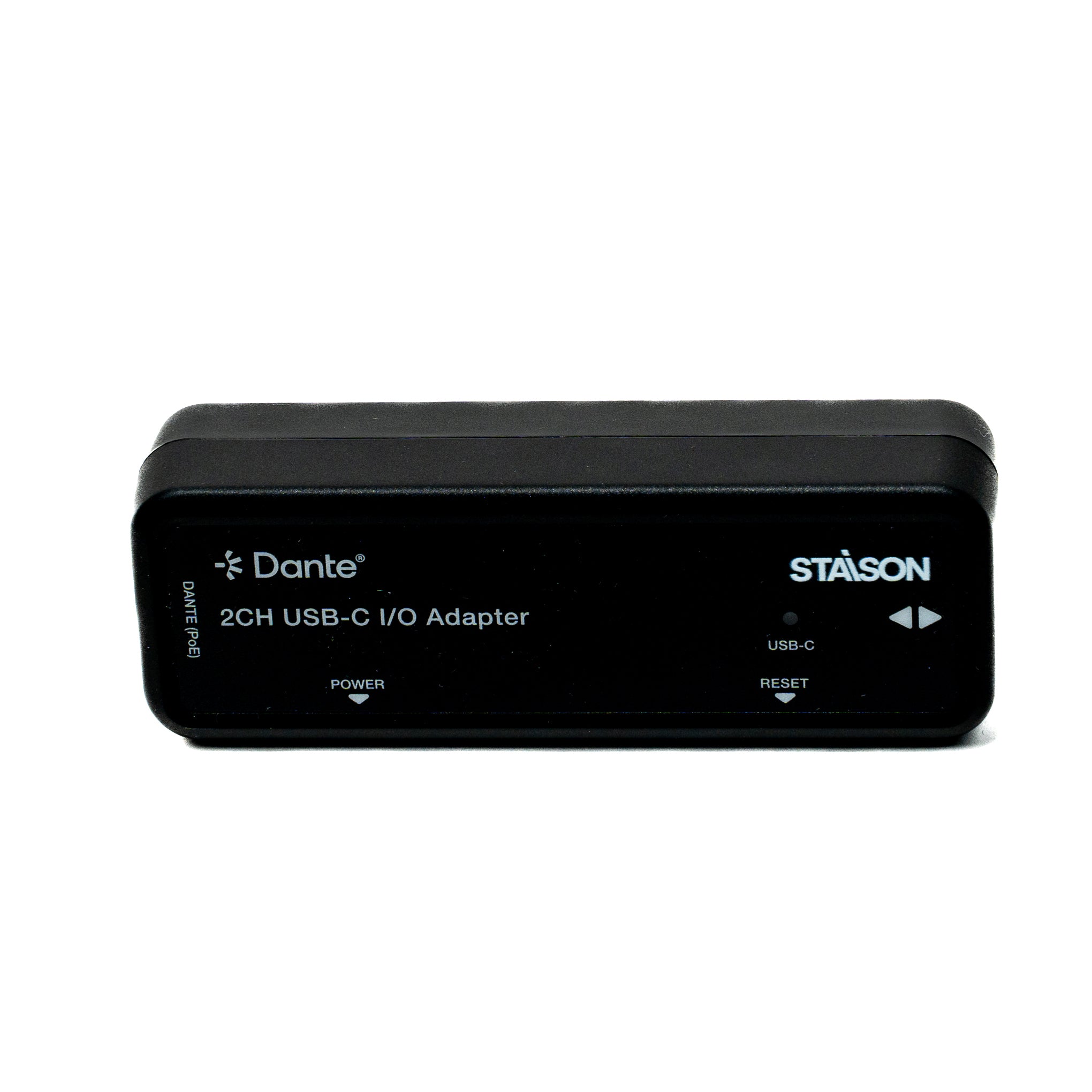 Dante 2 channel USB-C adaptor in white background.