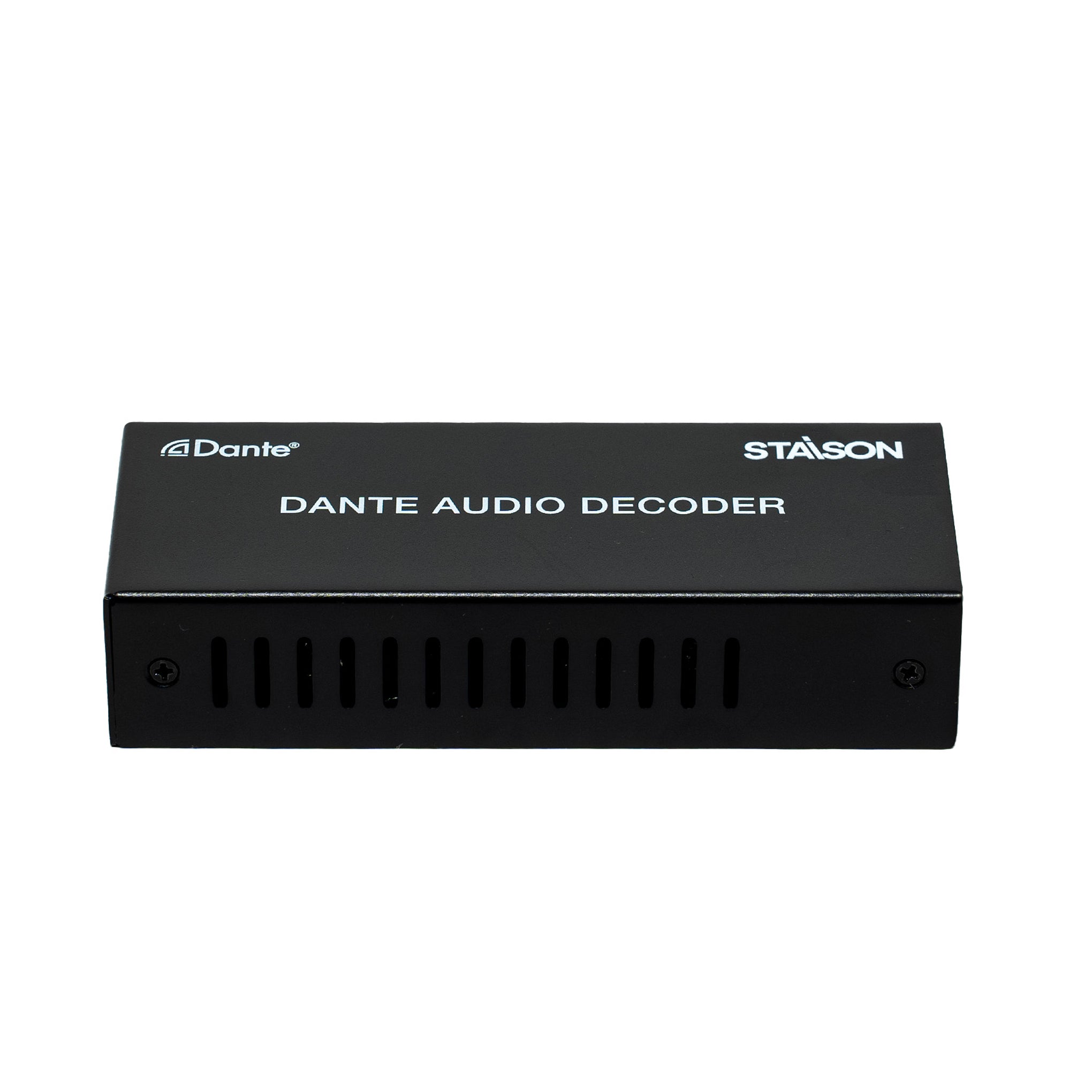 Black STAISON Dante Audio Decoder on a white background