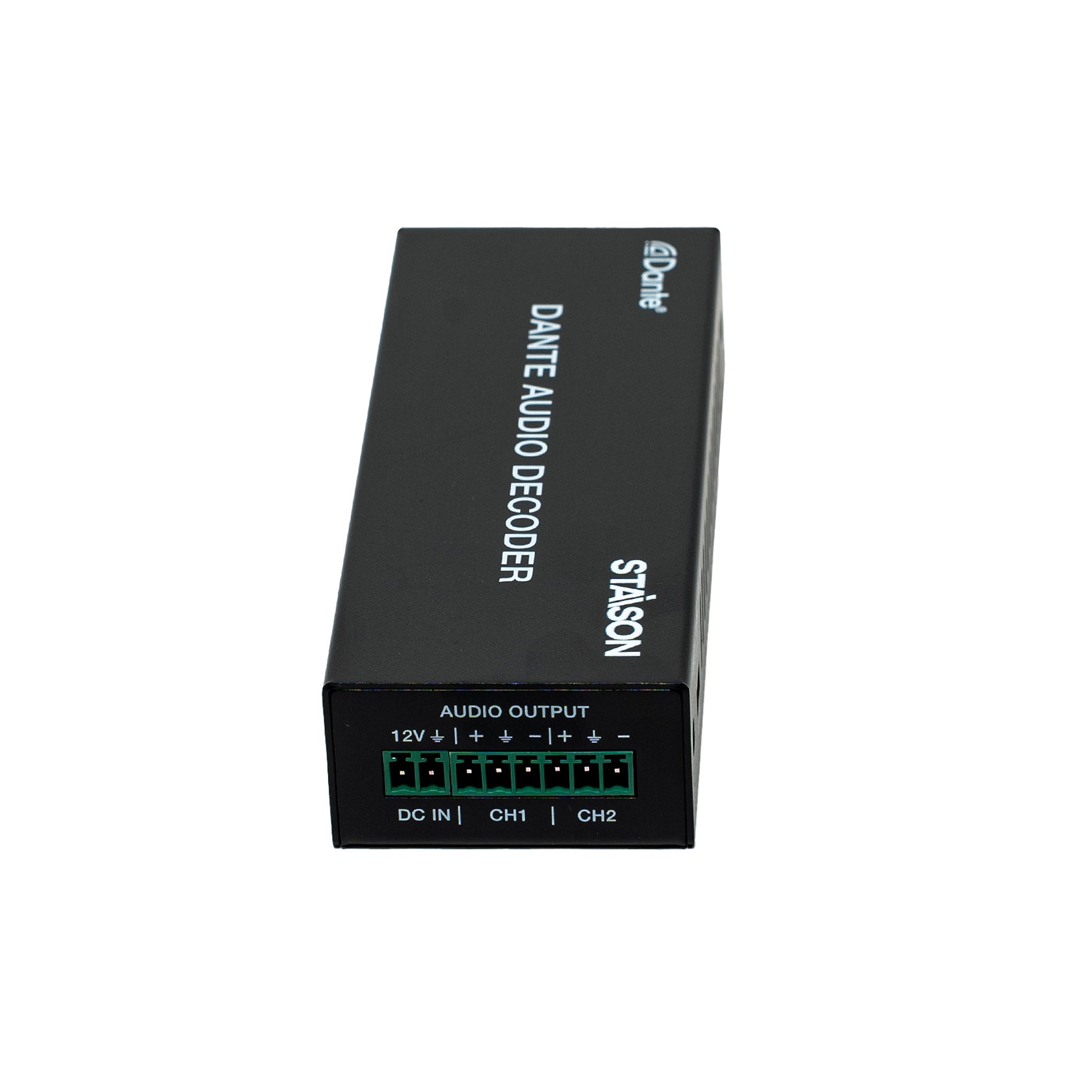 Staison Dante Audio Decoder audio output port  on a white background