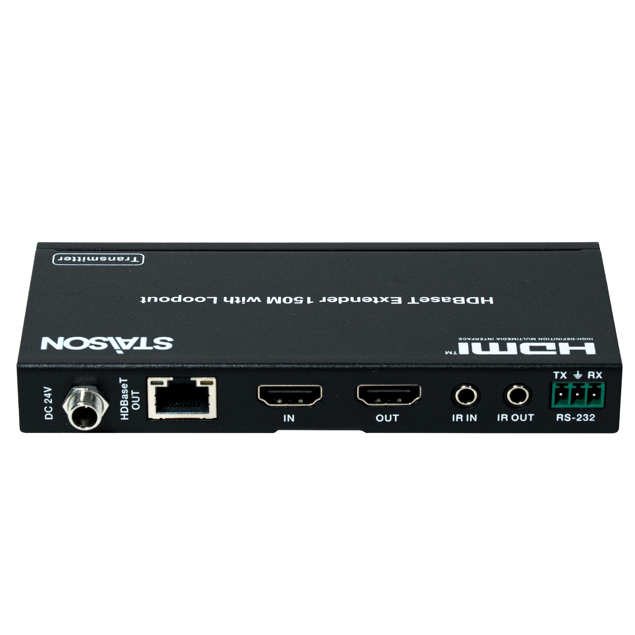 HDMI extender device with multiple ports on a white background