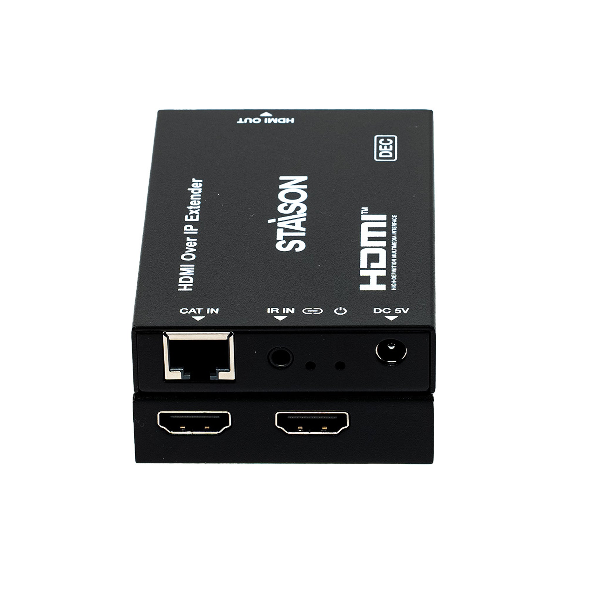 HDMI over IP extender device with 'Staison' branding on a white background