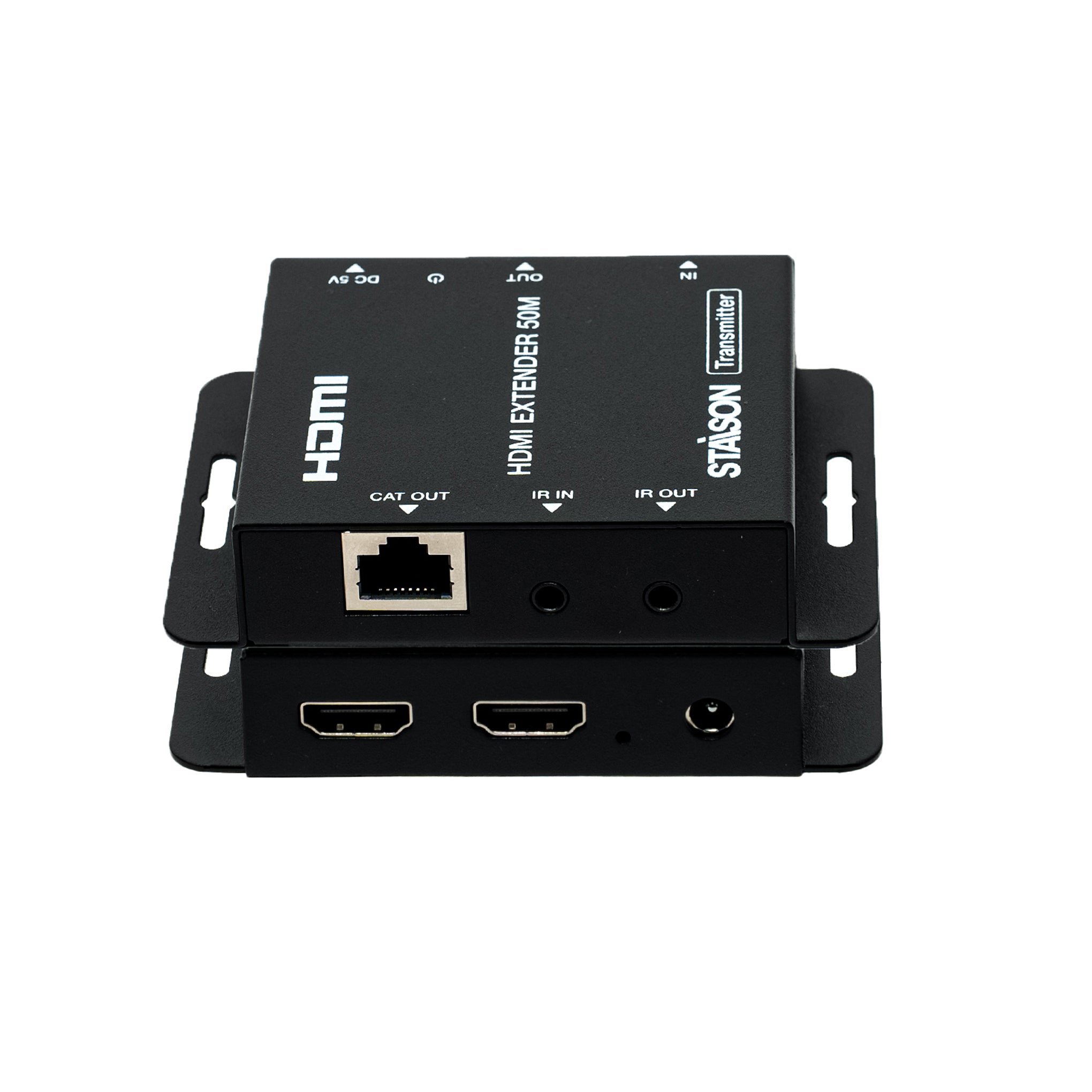 HDMI extender device with multiple ports on a white background