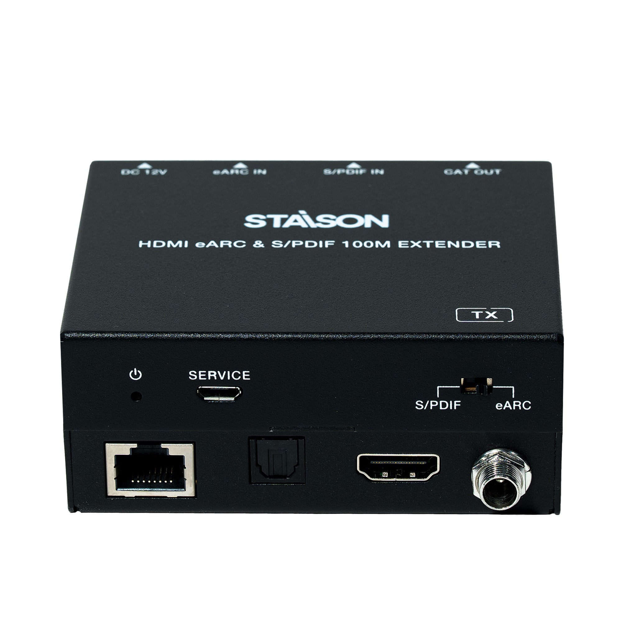 Stascon HDMI eARC & S/PDIF 100M Extender device on a white background