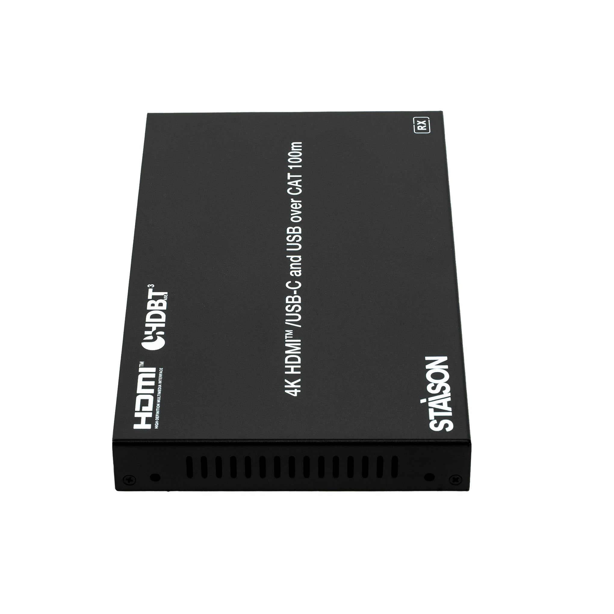 Black electronic device with 'STATION' branding on a white background