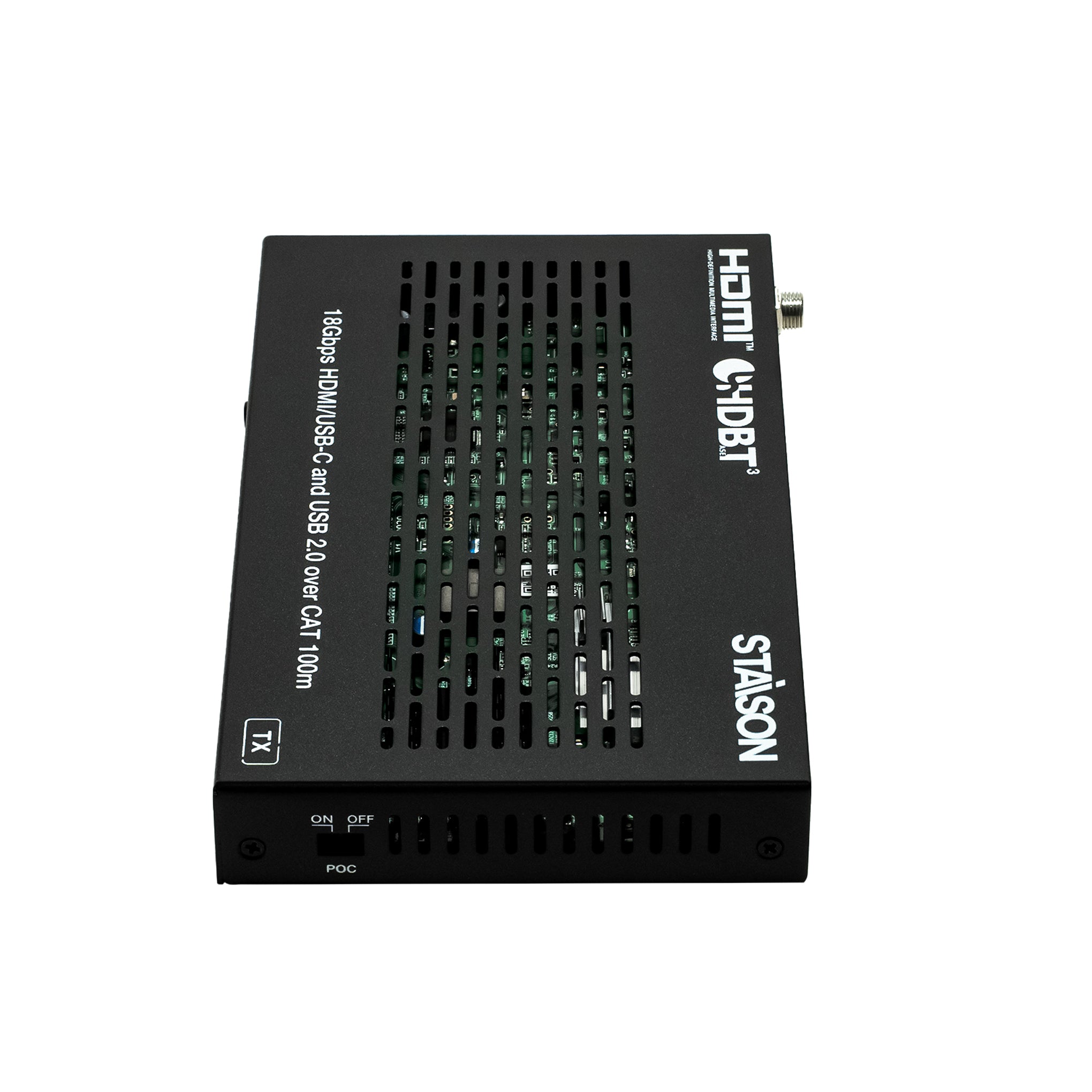 Black electronic device with 'Staison' branding on a white background