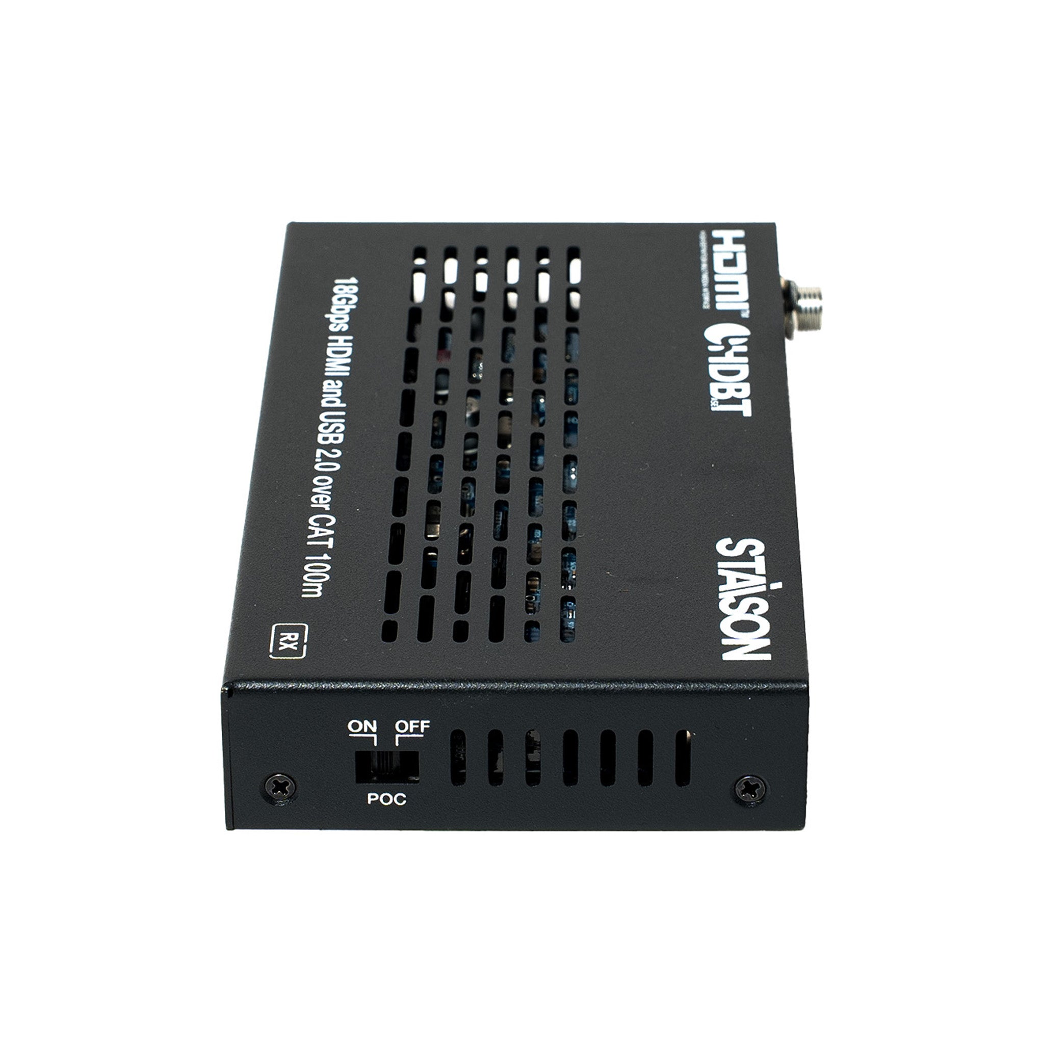 HDMI extender with POC switch and STAISON branding in white background