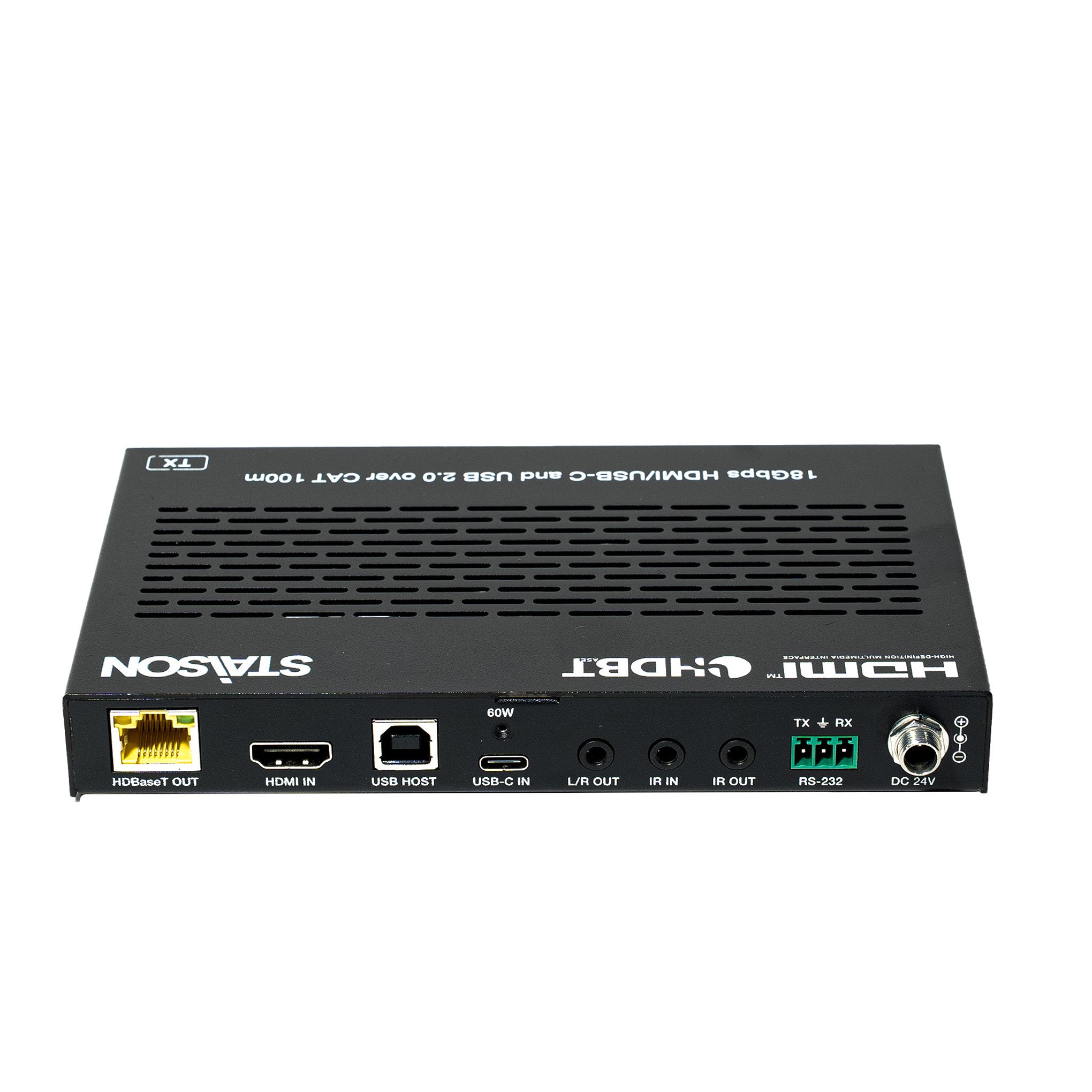 18 Gbps HDMI/USB-C device with various ports and STAISON branding on a white background