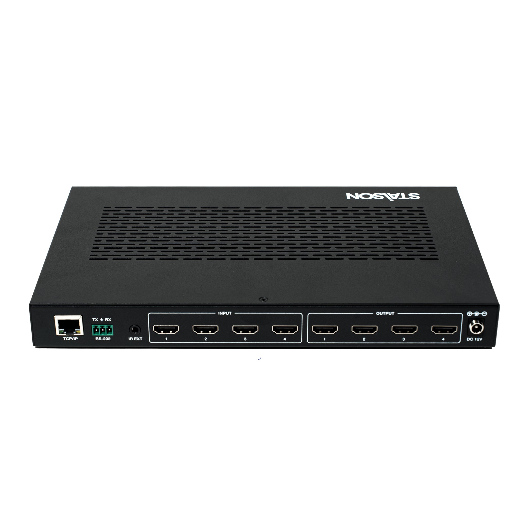 staison branded 4K60 Matrix device with multiple HDMI input and output ports on a white background 