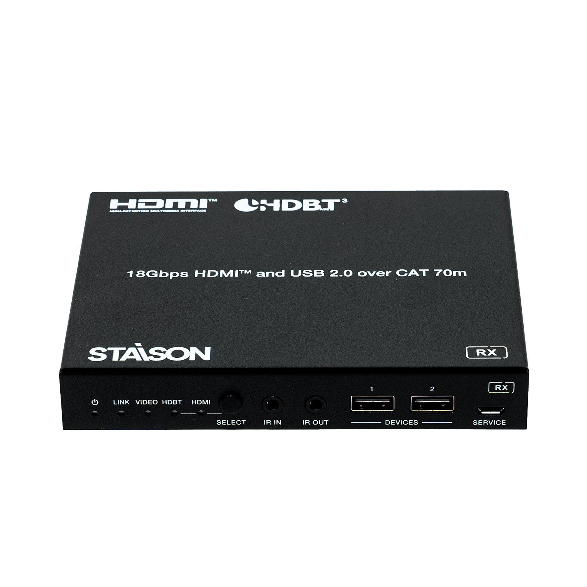 Black electronic device with Staison branding on a white background