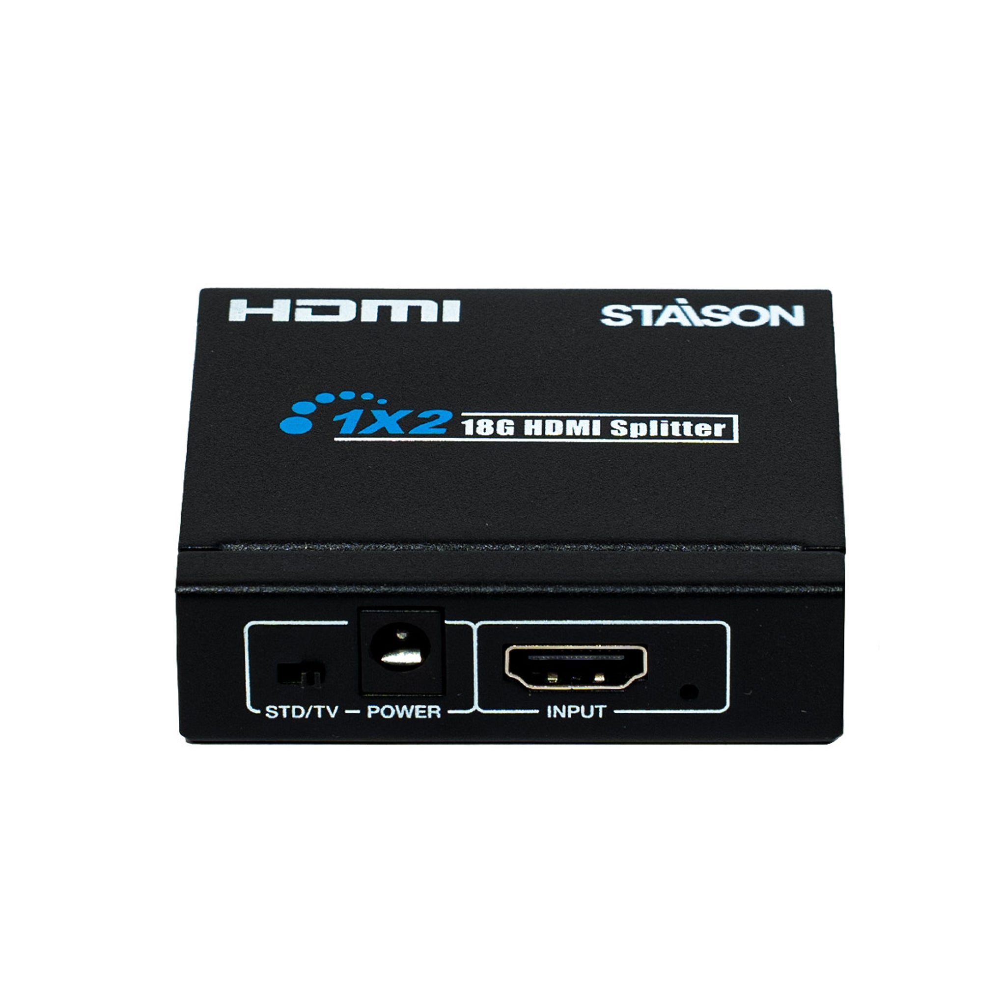 HDMI splitter with 'Staison' branding on a white background