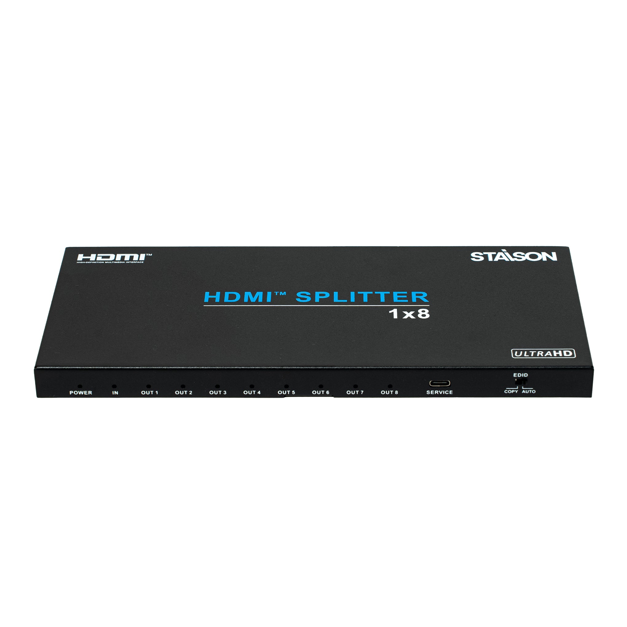 HDMI splitter with 'Staison' branding on a white background
