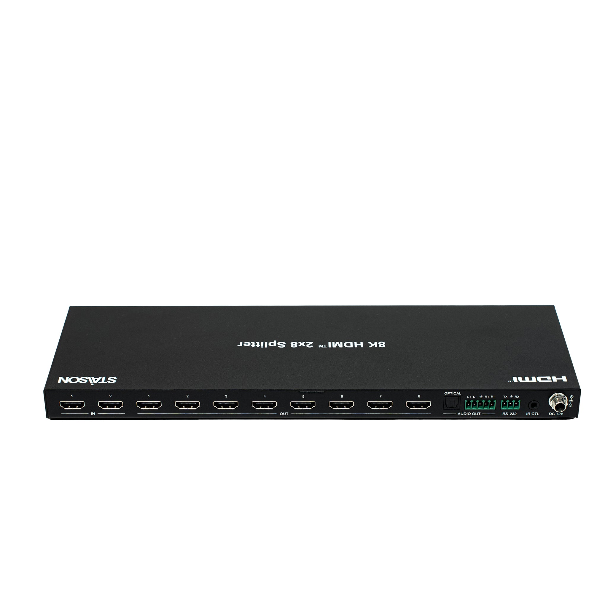 hdmi splitter with multiple ports and staison branding on a white background.