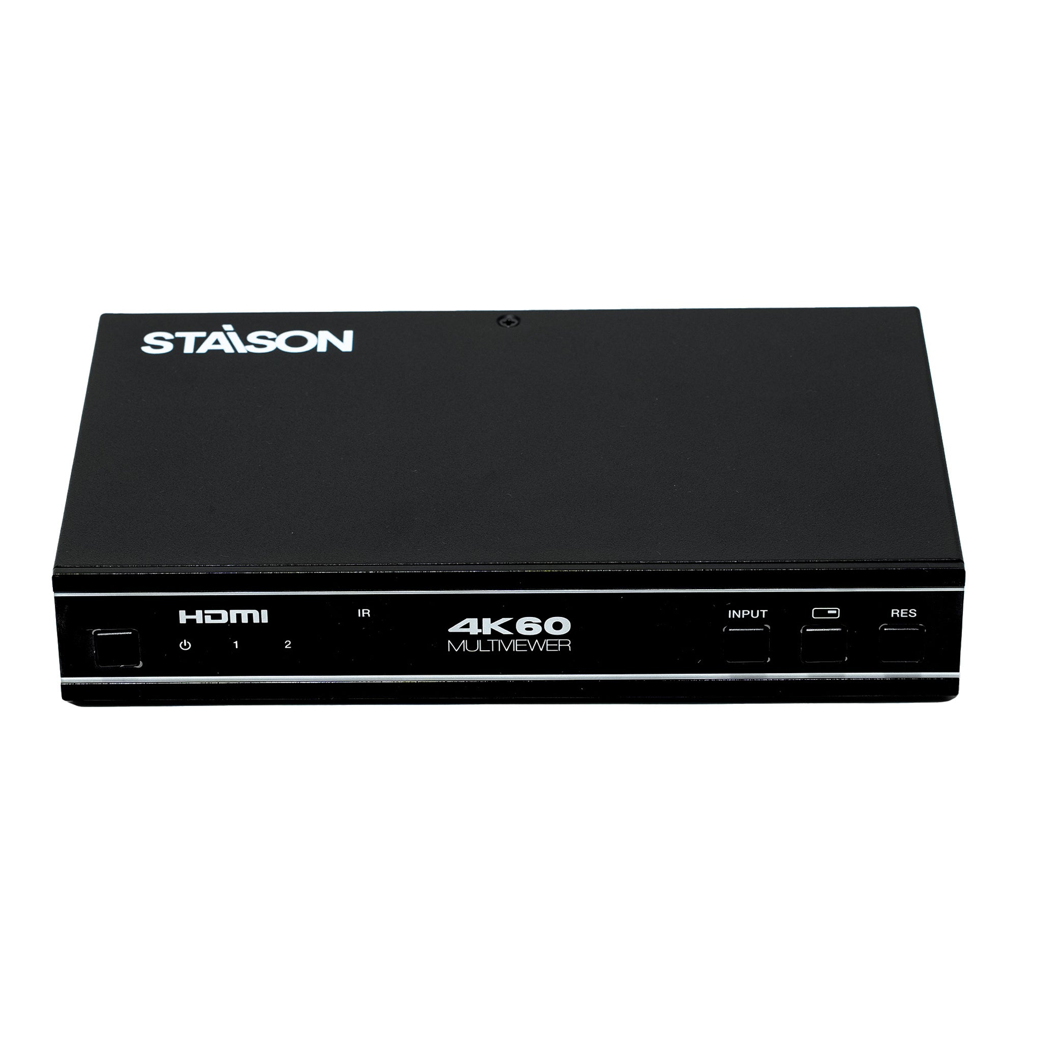 Black Staison 4K60 Multiviewer device on a white background