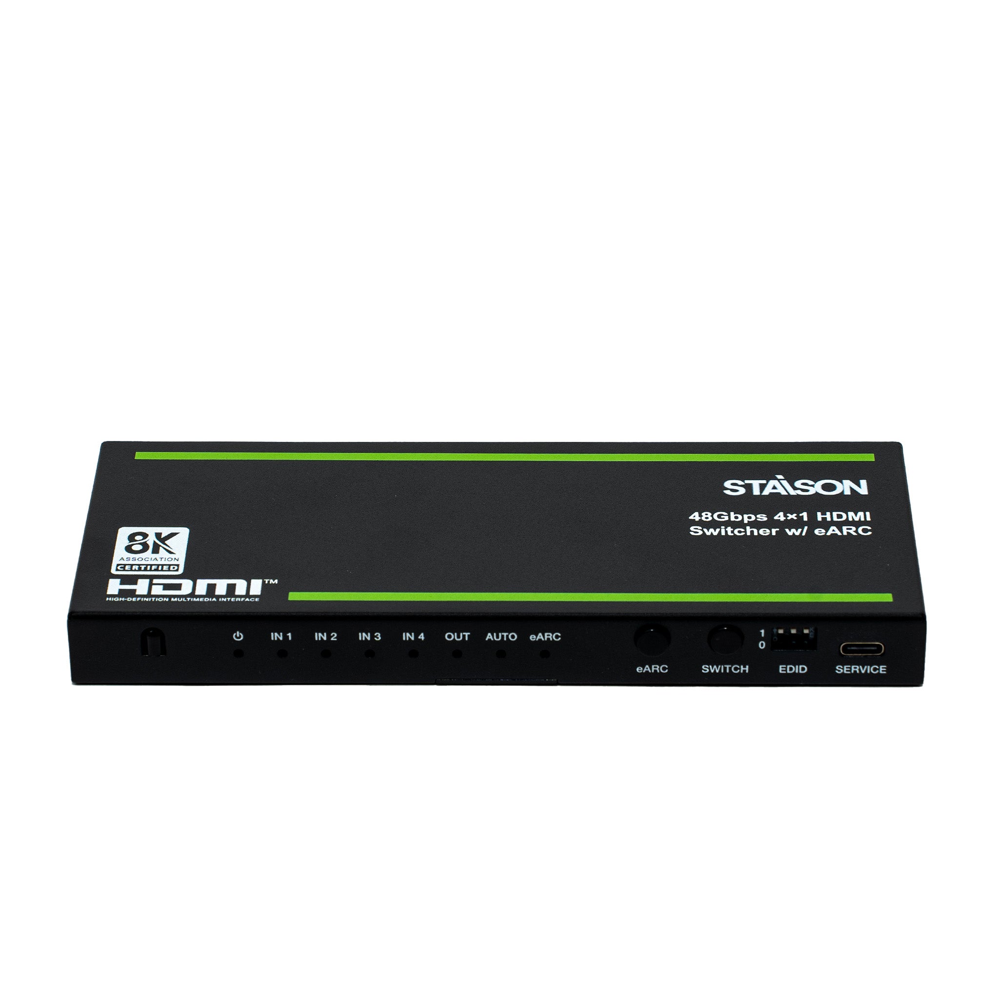 HDMI switcher with 8K and 48Gbps capabilities on a white background