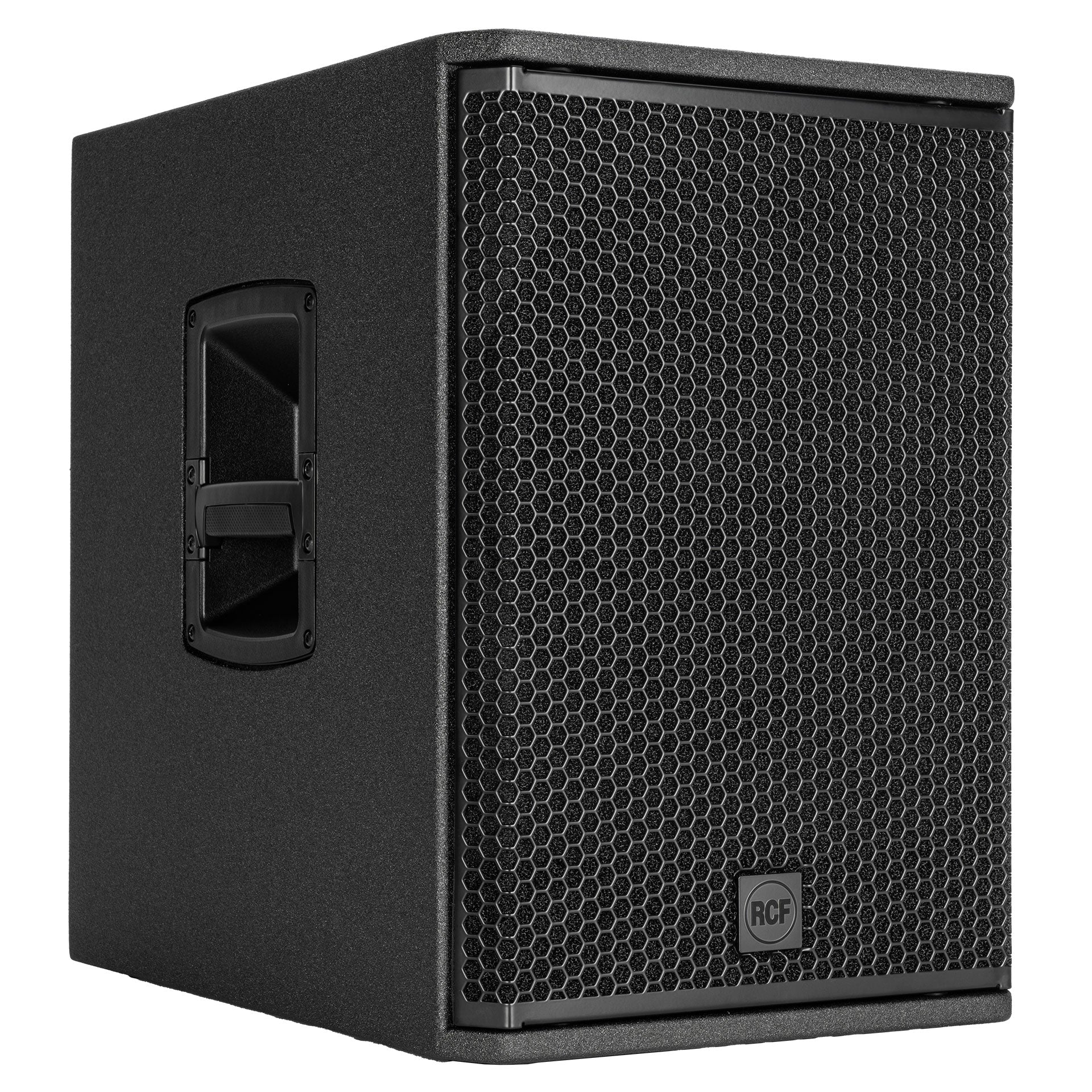 RCF SUB 702-AS MK3 right side view showing cabinet height and depth