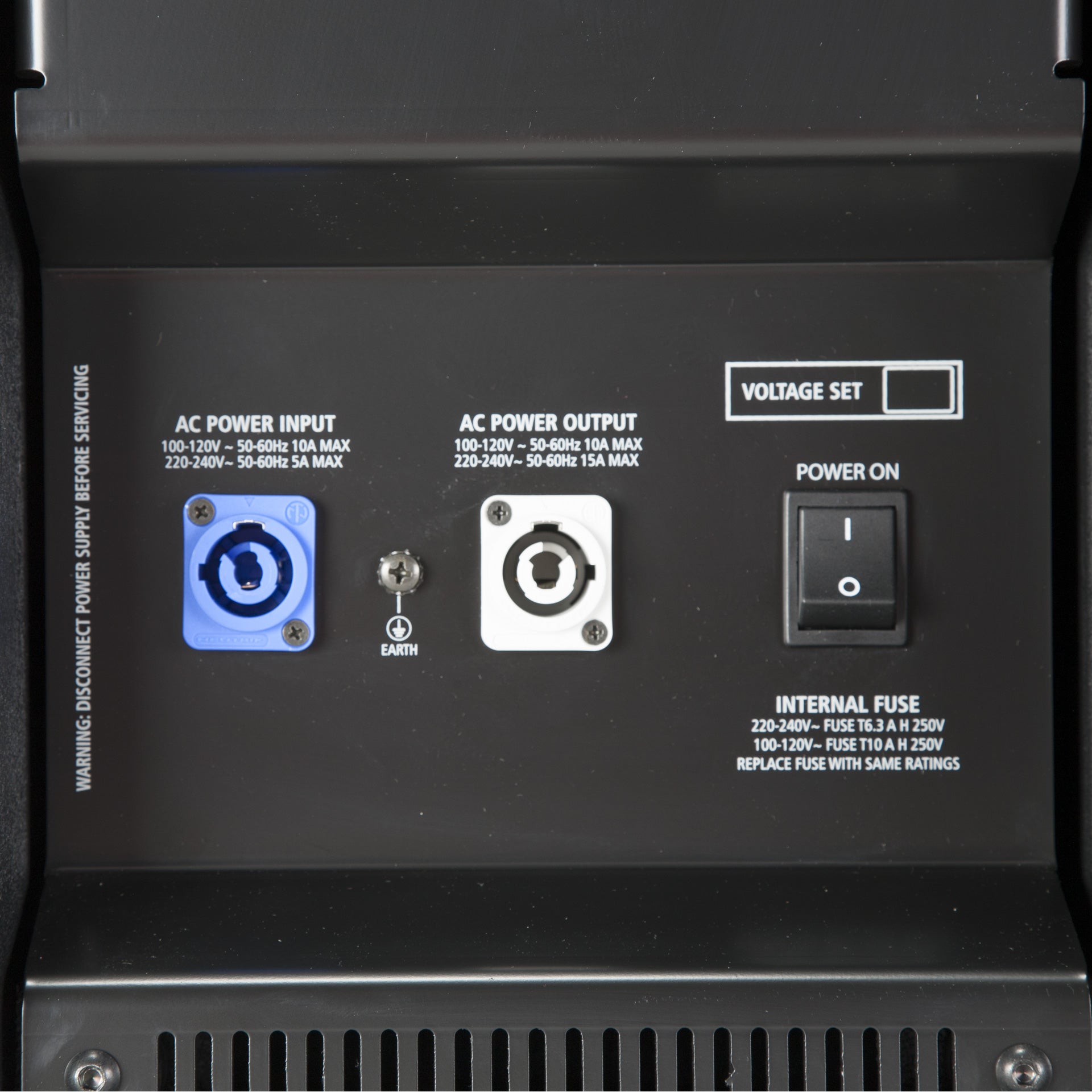 RCF SUB 8004-AS Powercon power input connector detail