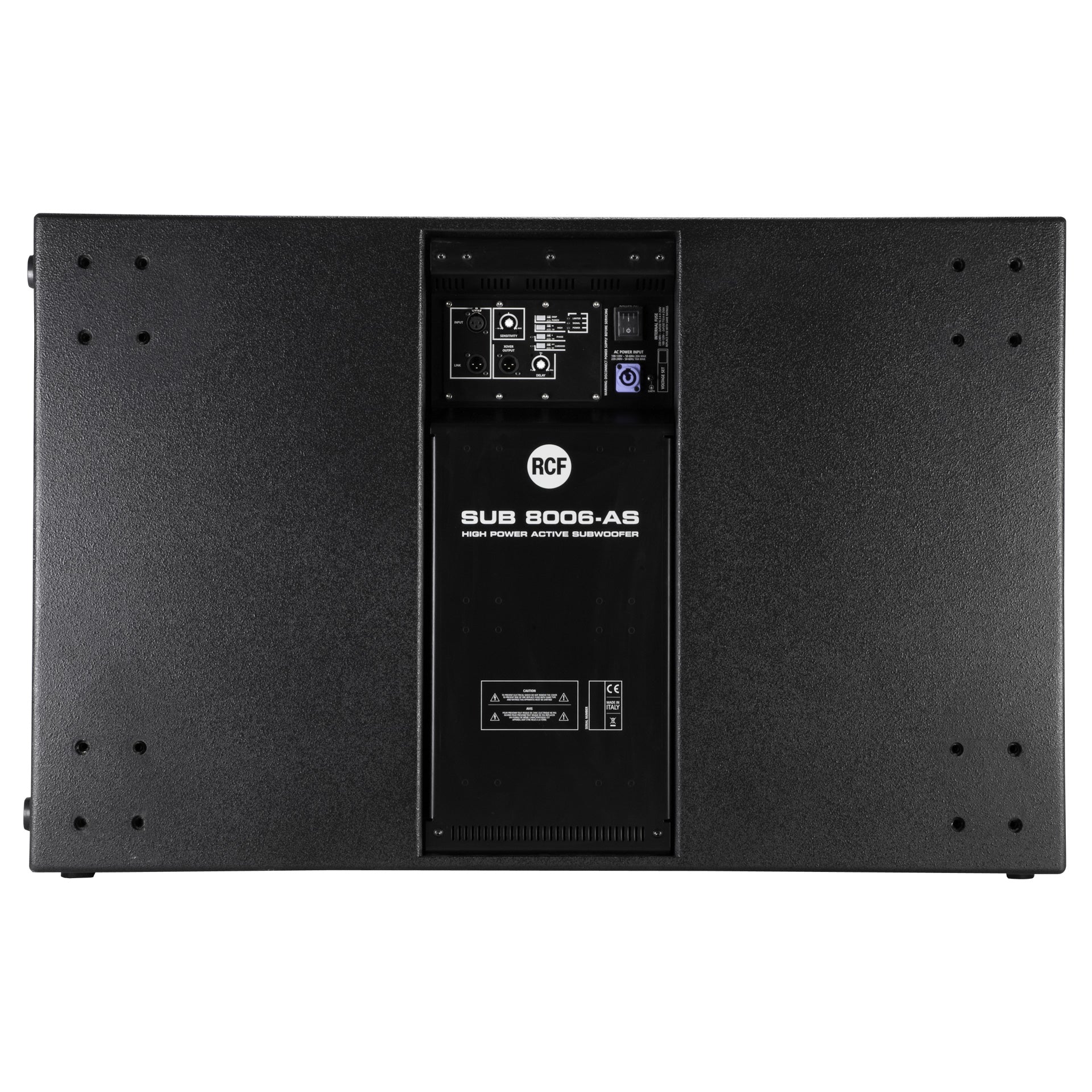 RCF SUB 8006-AS subwoofer bottom view with base