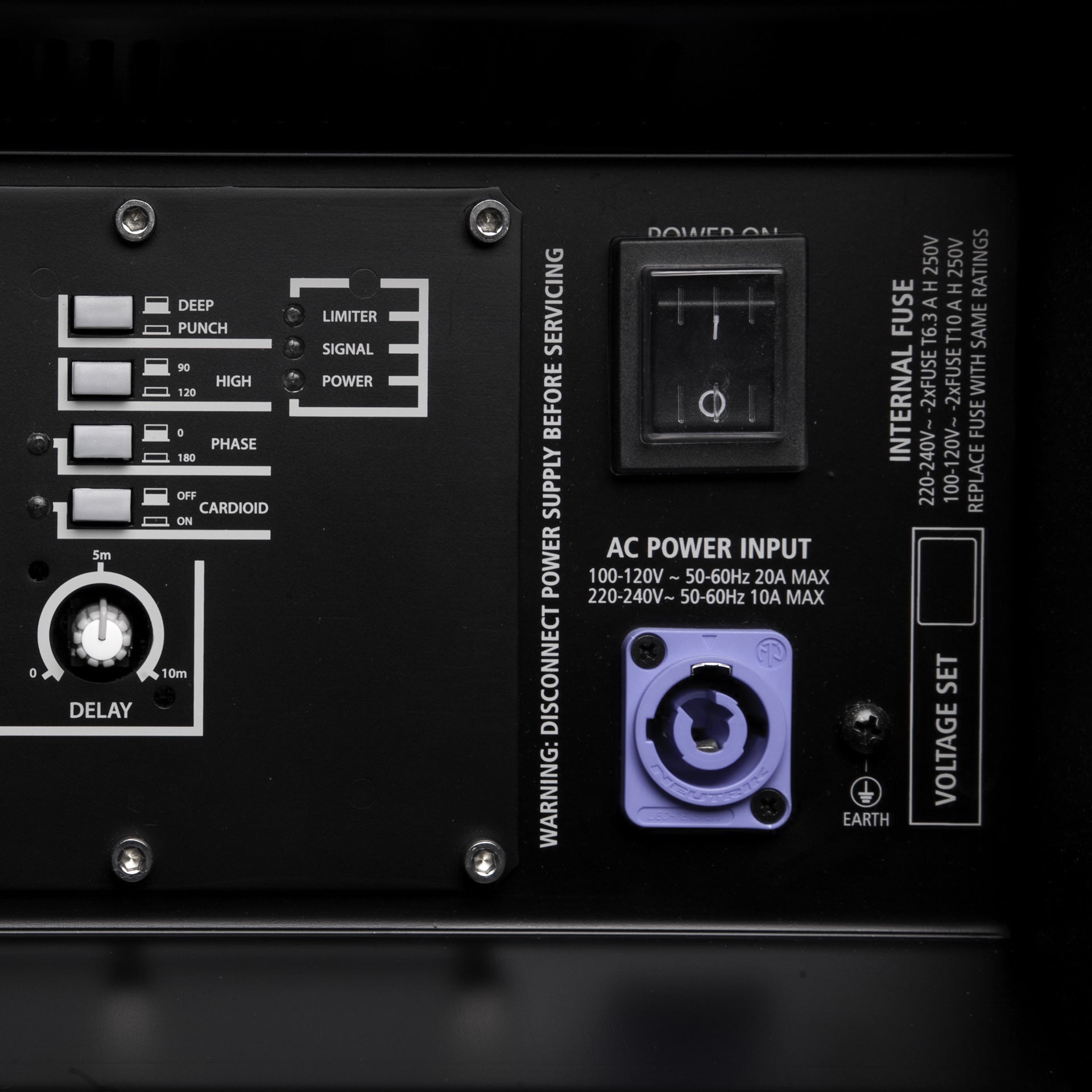 RCF SUB 8006-AS Powercon power input connector detail