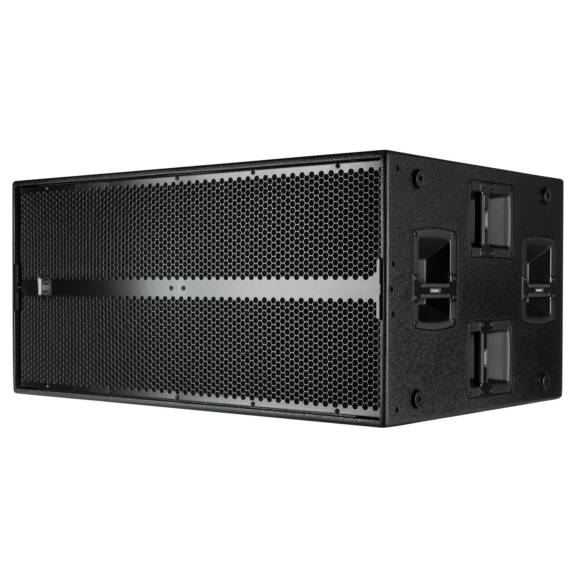 RCF SUB 9006-AS subwoofer left side view showing cabinet profile