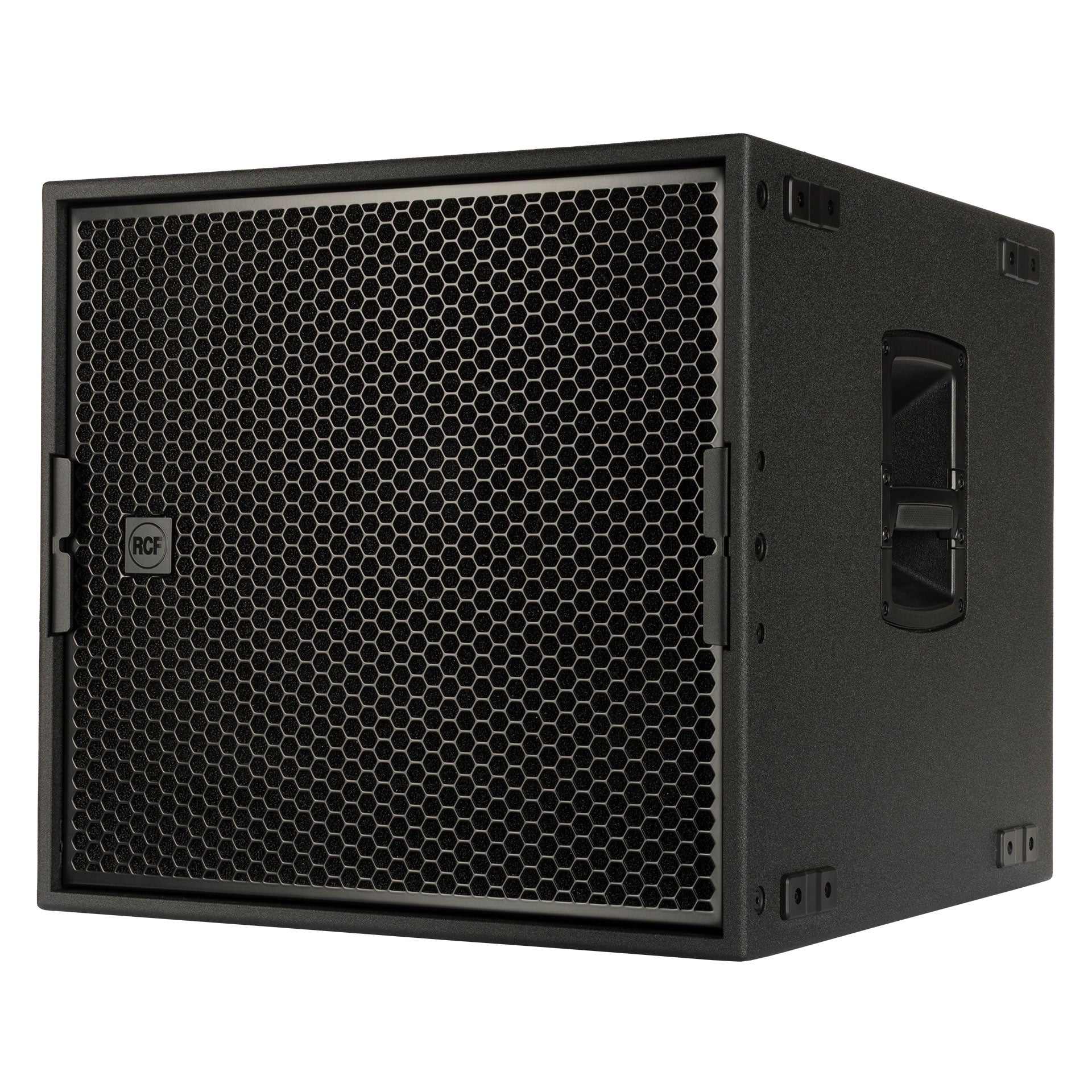RCF SUB 9016-AS subwoofer left side view showing cabinet profile