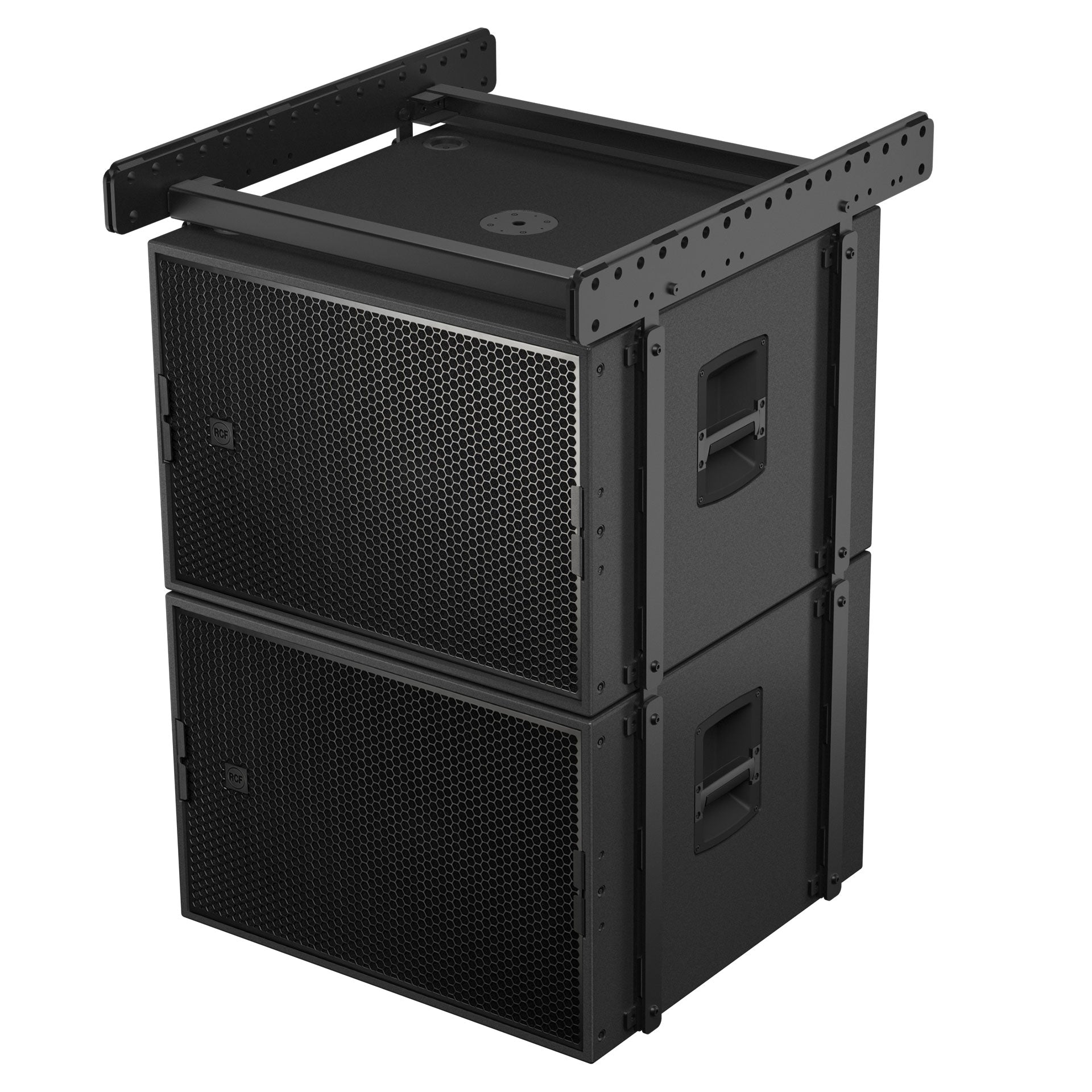RCF SUB 9019-AS logo badge on cabinet