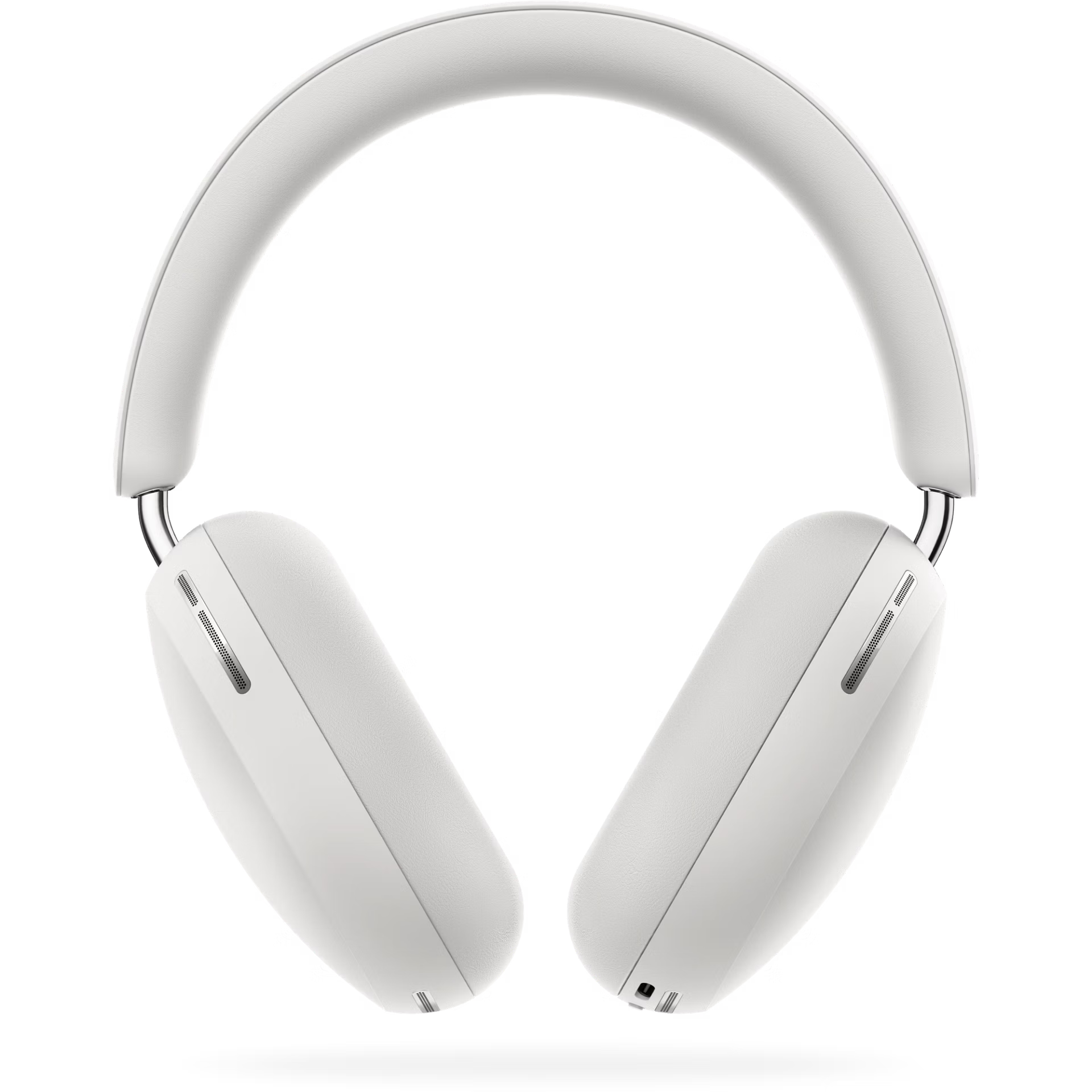 Close-up of Sonos Ace white plush memory foam ear cushion and soft white leatherette padding